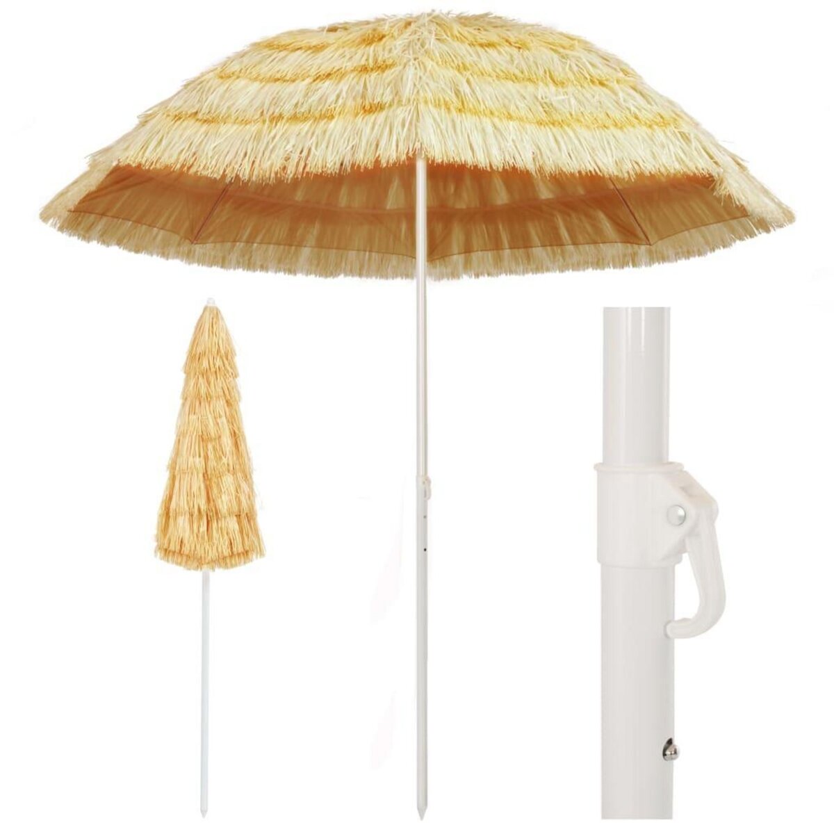 VIDAXL Parasol de plage Naturel 240 cm Style hawaïen