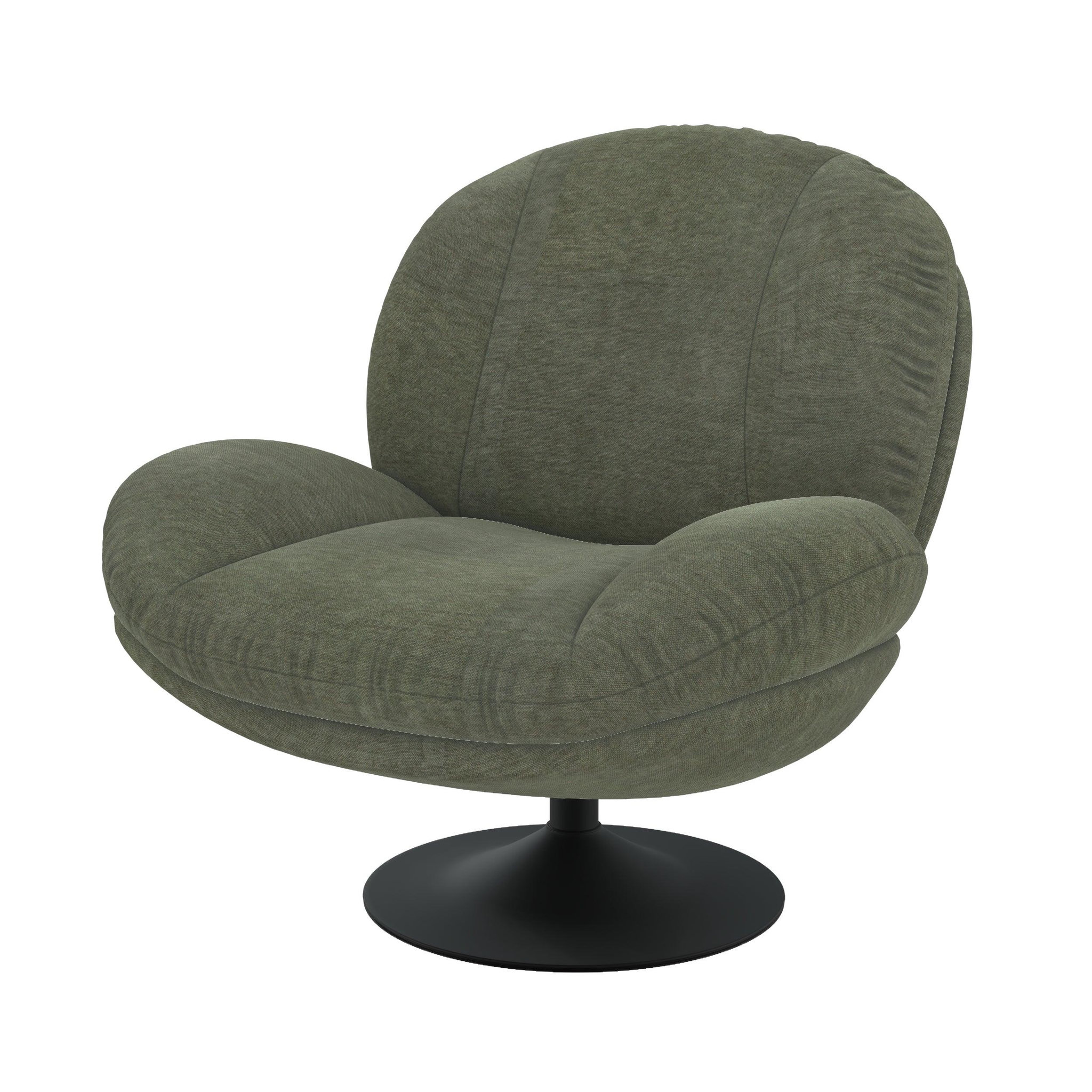 MAISON PAVANE Fauteuil pivotant en tissu effet velours vert kaki-ricci
