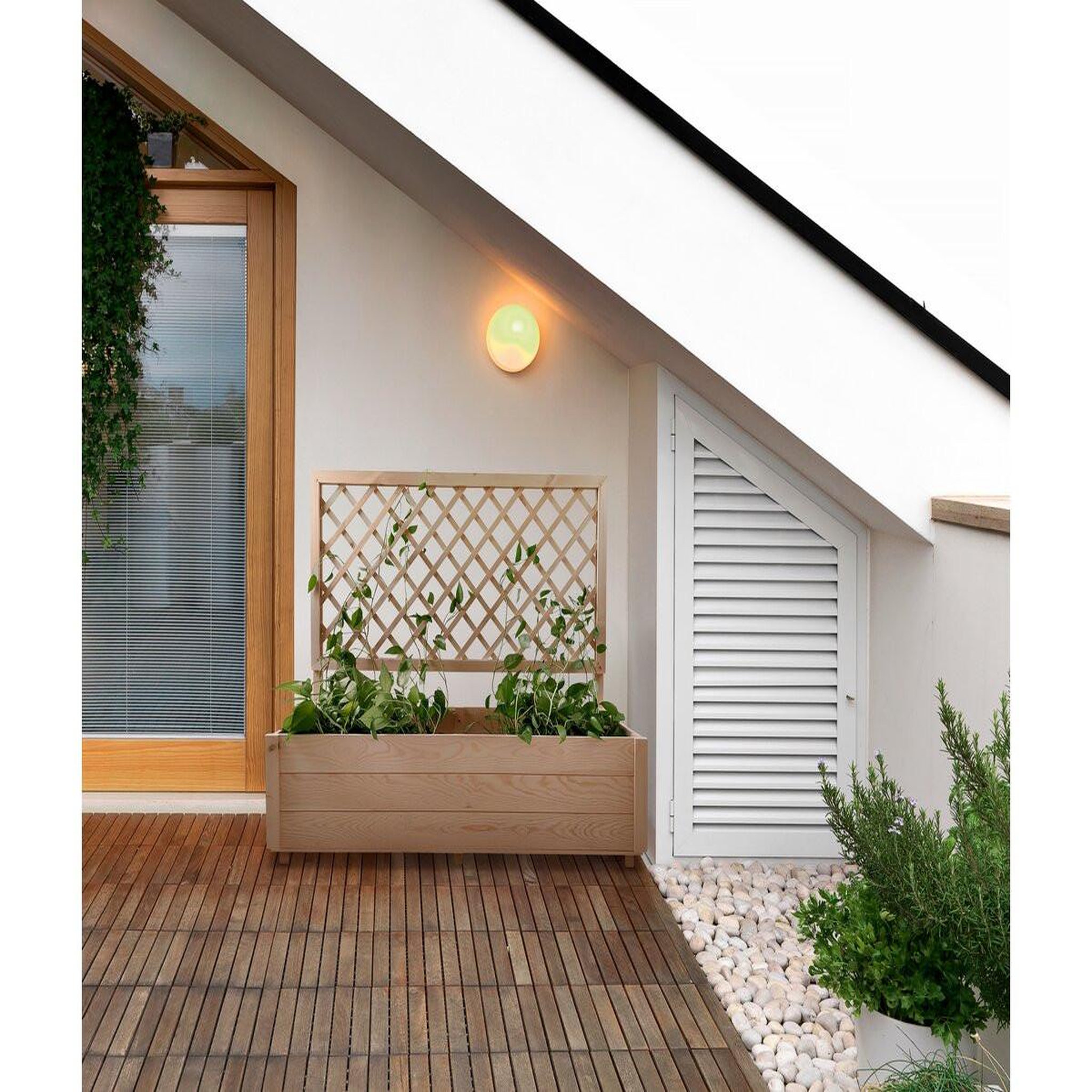 Voir la diapositive 2 : Habitat et Jardin Jardinière en bois  orpin  avec treillis - 98 x 34 x 104 cm