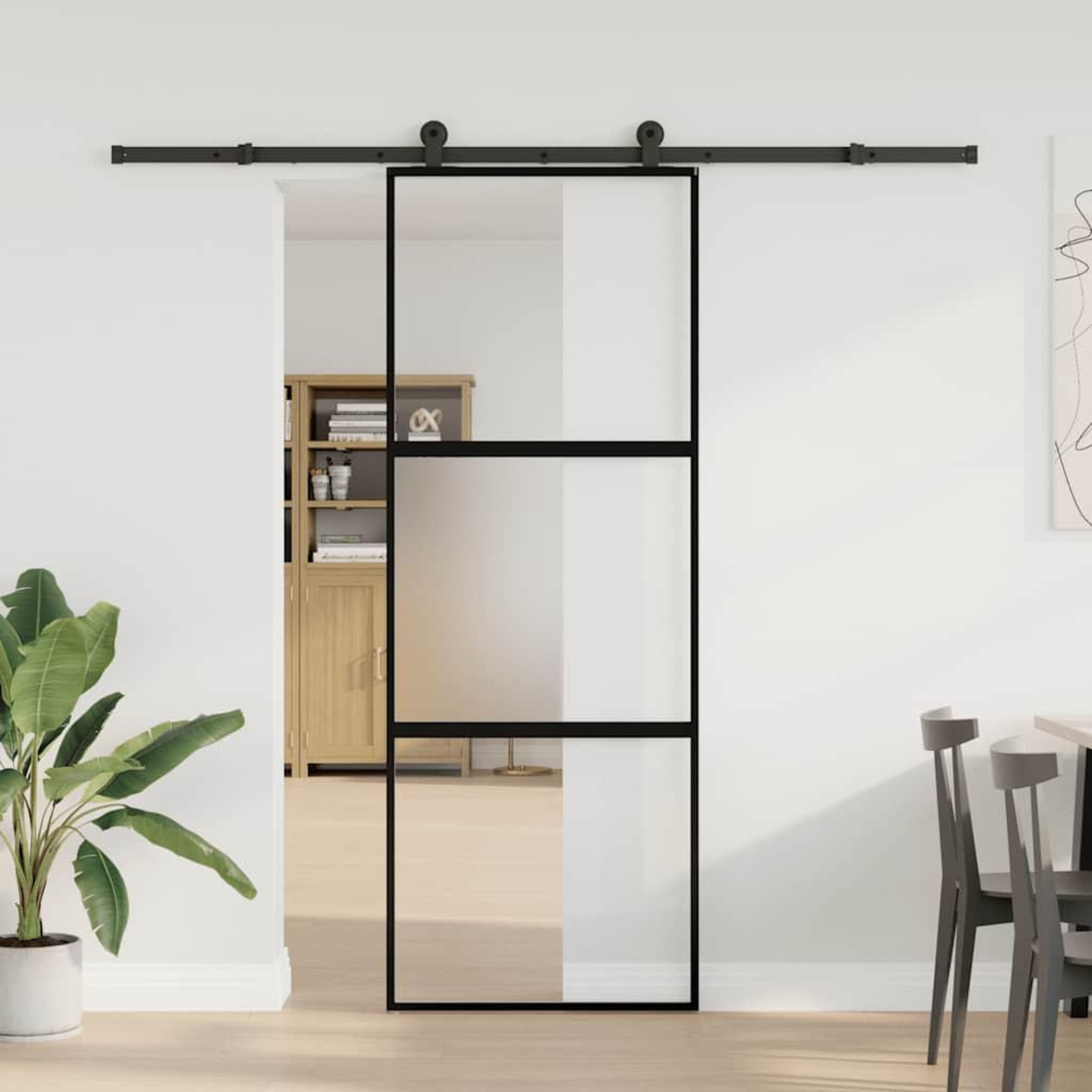 Voir la diapositive 2 : VIDAXL Porte coulissante kit de quincaillerie trempe verre aluminium