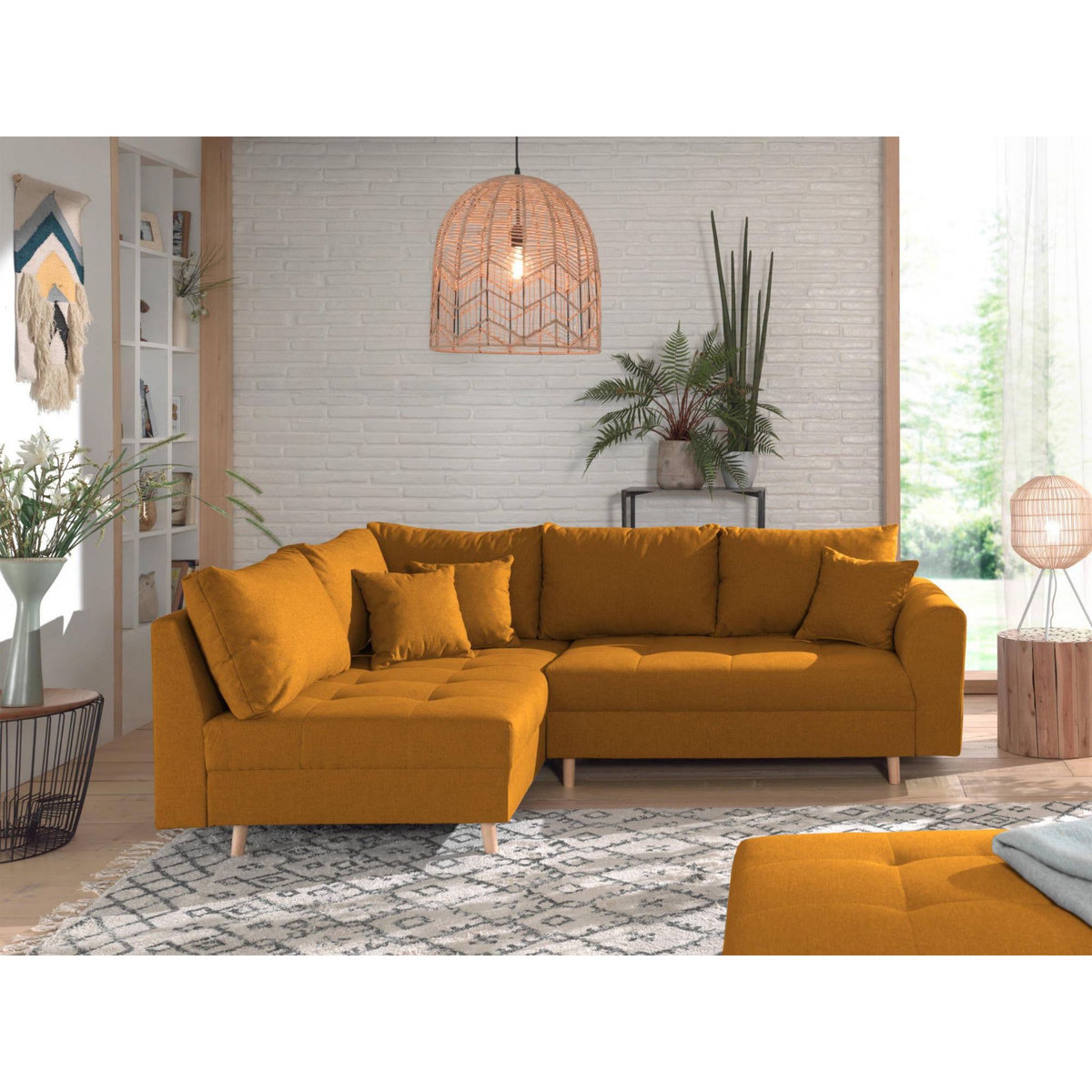 LISA DESIGN Rune - canapé d'angle - avec pouf d'appoint - 4 places - style scandinave - gauche