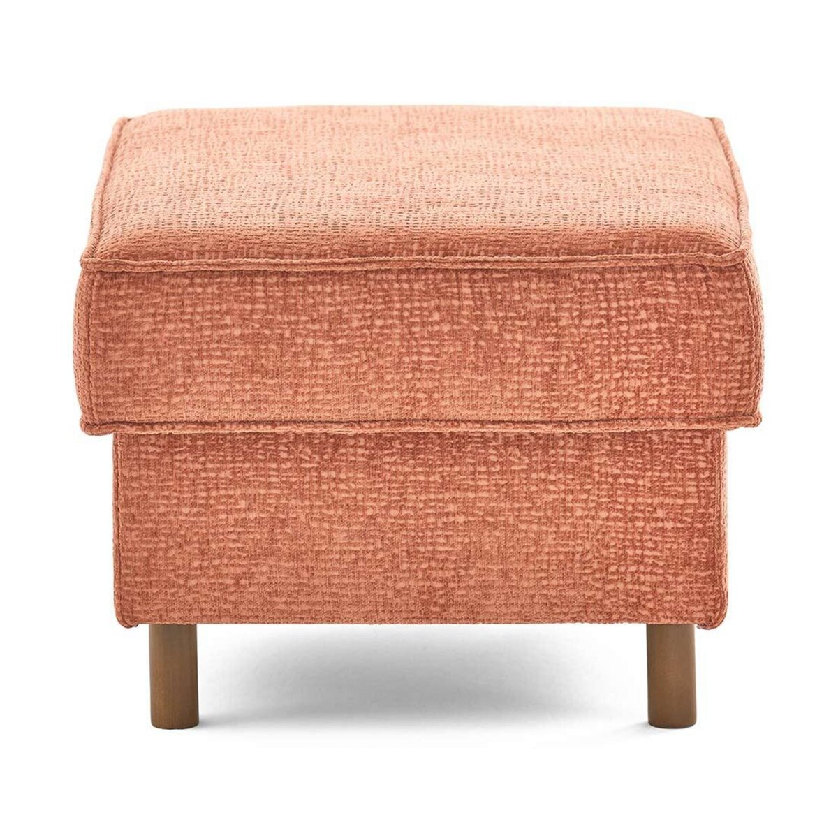 LISA DESIGN Jake - pouf en tissu velours relief - pieds en bois foncé