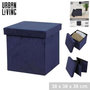 Voir la diapositive 4 : DIVERS Pouf de rangement pliable Kube en velours côtelé - Bleu