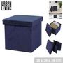Voir la diapositive 4 : DIVERS Pouf de rangement pliable Kube en velours côtelé - Bleu