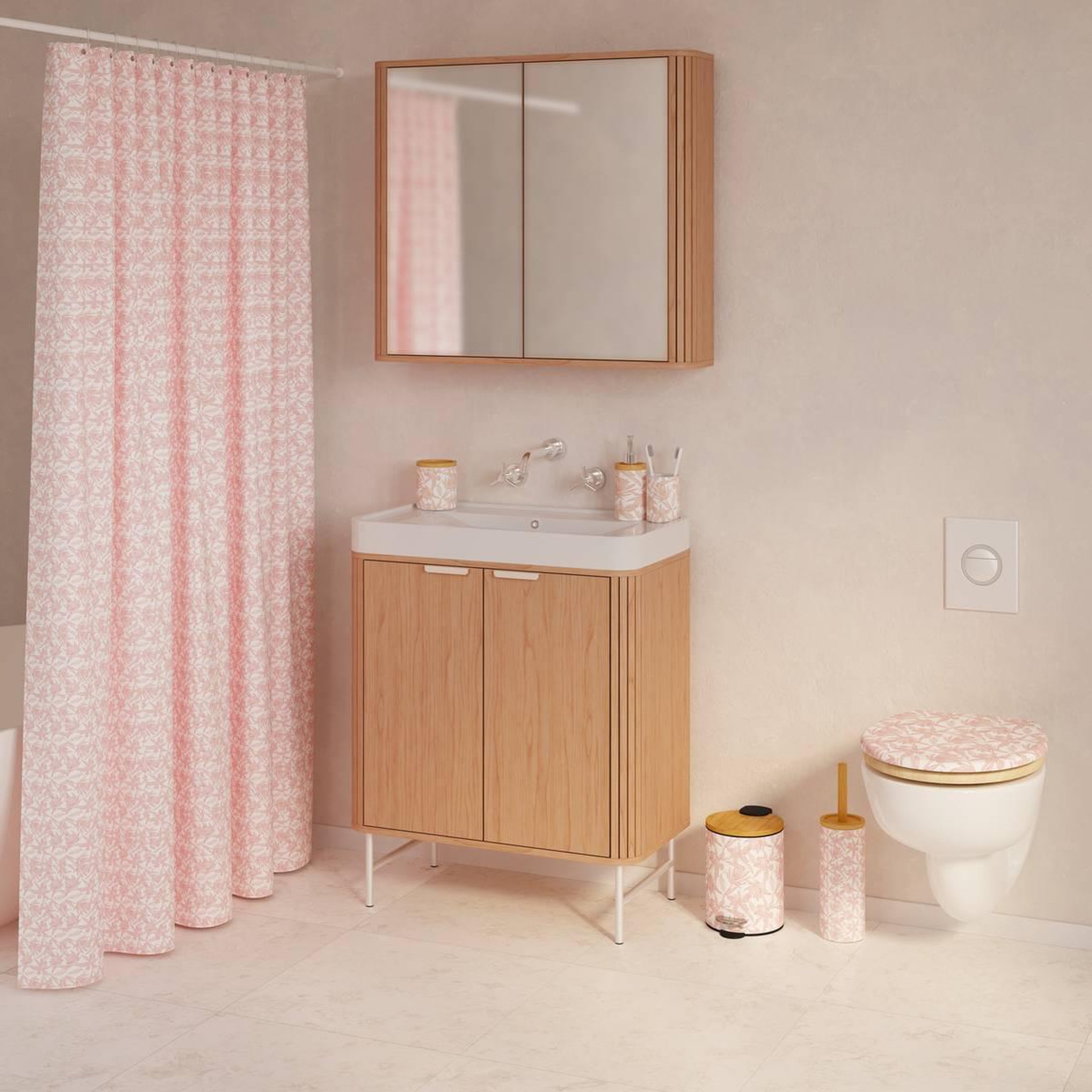 Voir la diapositive 3 : FIVE Distributeur de Savon Imprimé  Bloom  398ml Rose