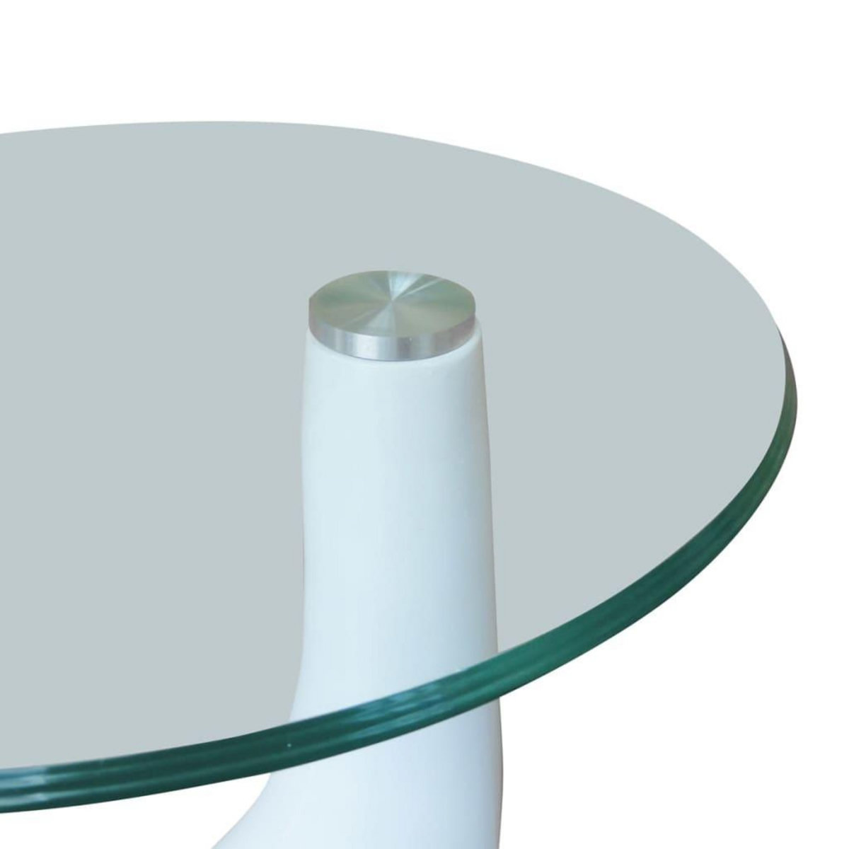 VIDAXL Table basse avec dessus de table en verre rond Blanc brillant
