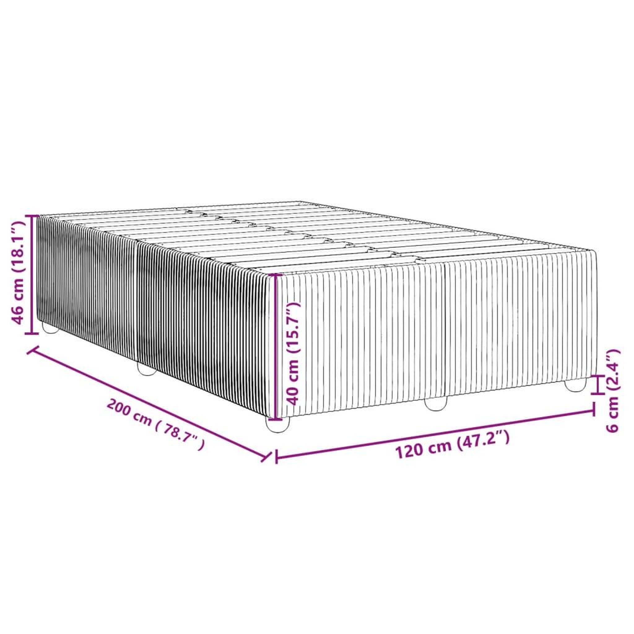 Voir la diapositive 6 : VIDAXL Cadre de lit sans matelas rose 120x200 cm velours