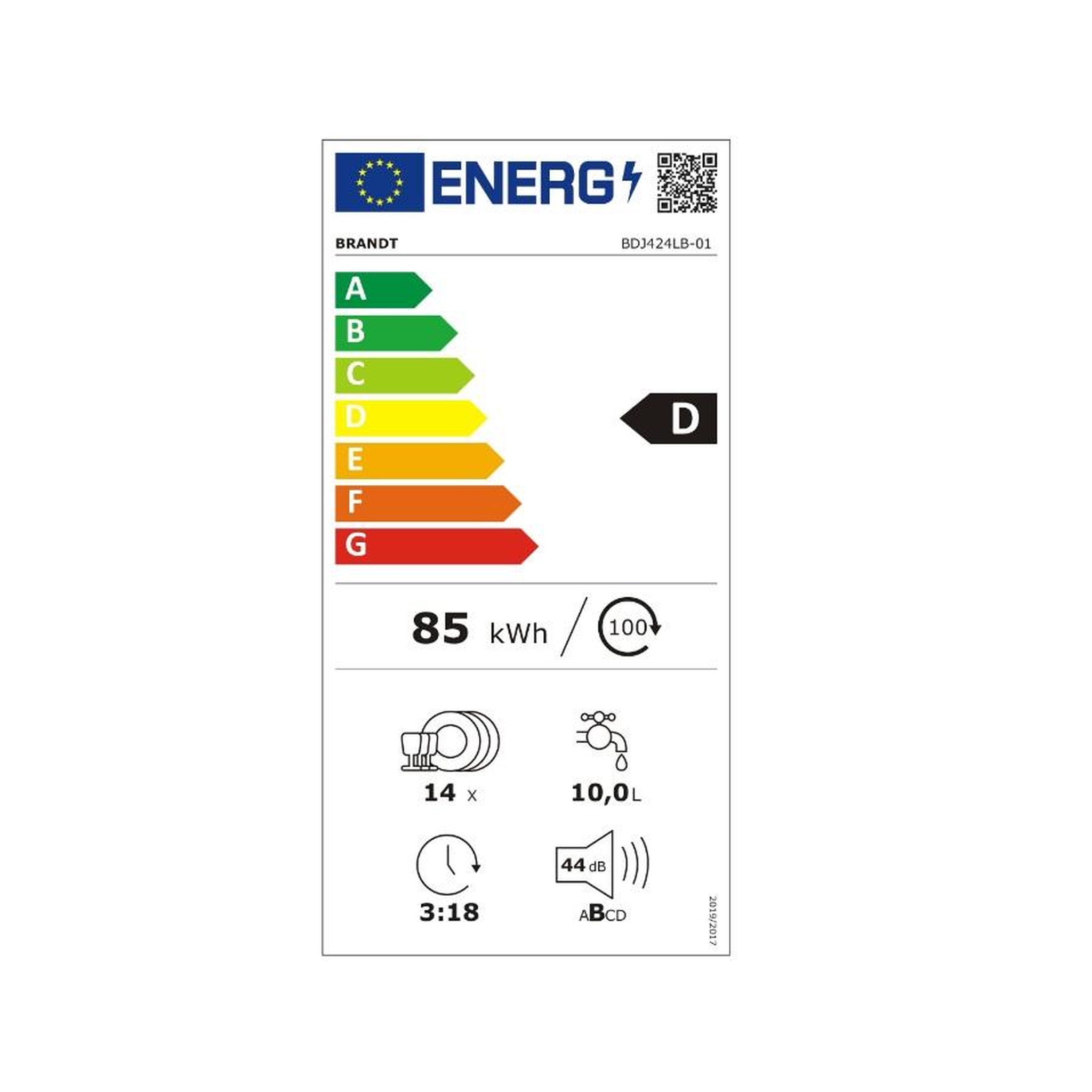 Voir la diapositive 2 : BRANDT Lave-vaisselle 60cm 14 couverts 44db tout intégrable - bdj424lb