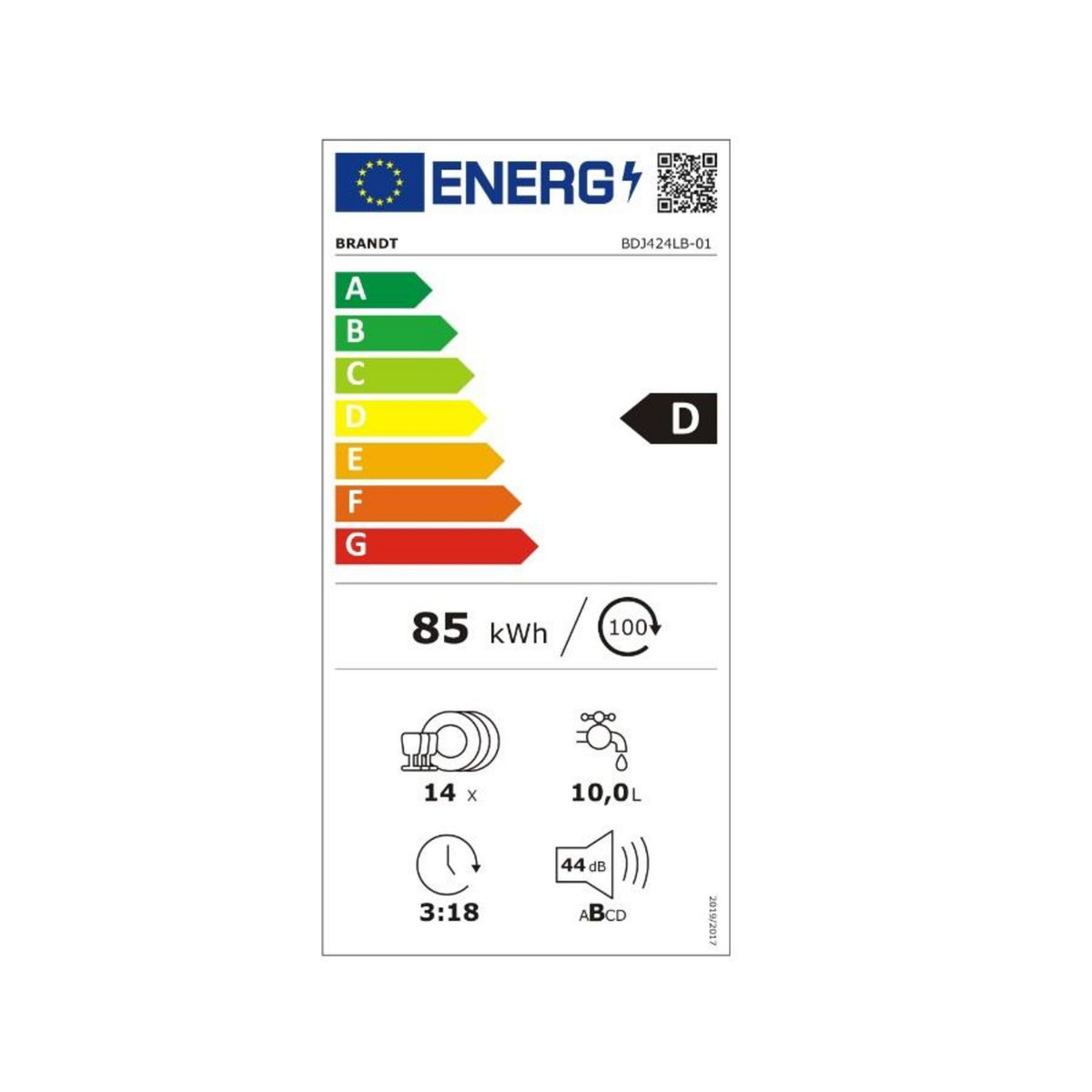 BRANDT Lave-vaisselle 60cm 14 couverts 44db tout intégrable - bdj424lb