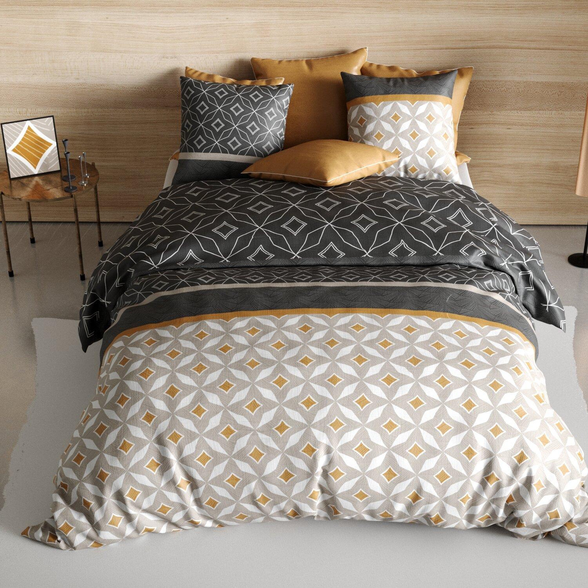 Voir la diapositive 2 : ATELIER DU COTON Parure housse de couette 100%coton 57fils ota
