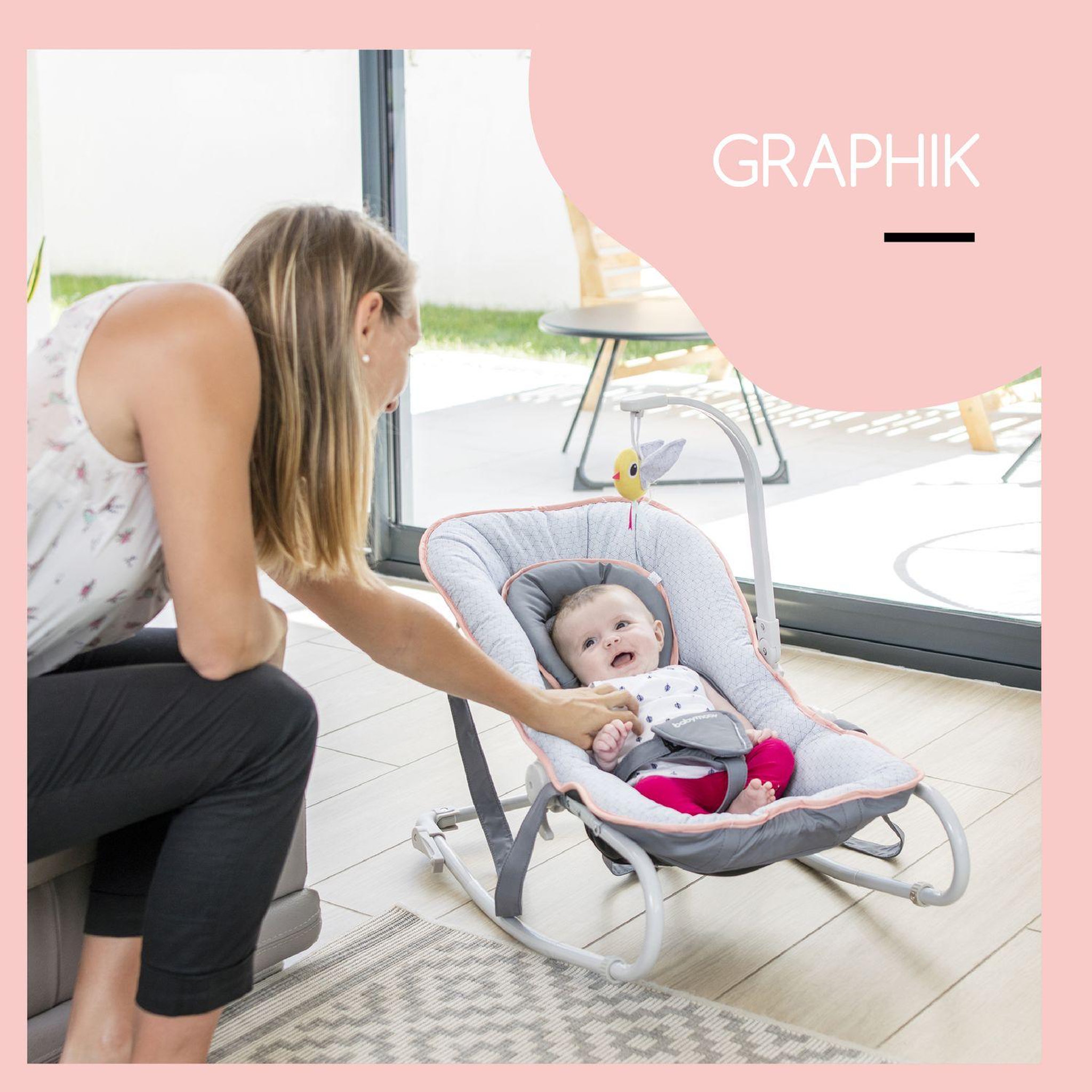 Voir la diapositive 2 : BABYMOOV Transat balancelle bébé Graphik - Pêche