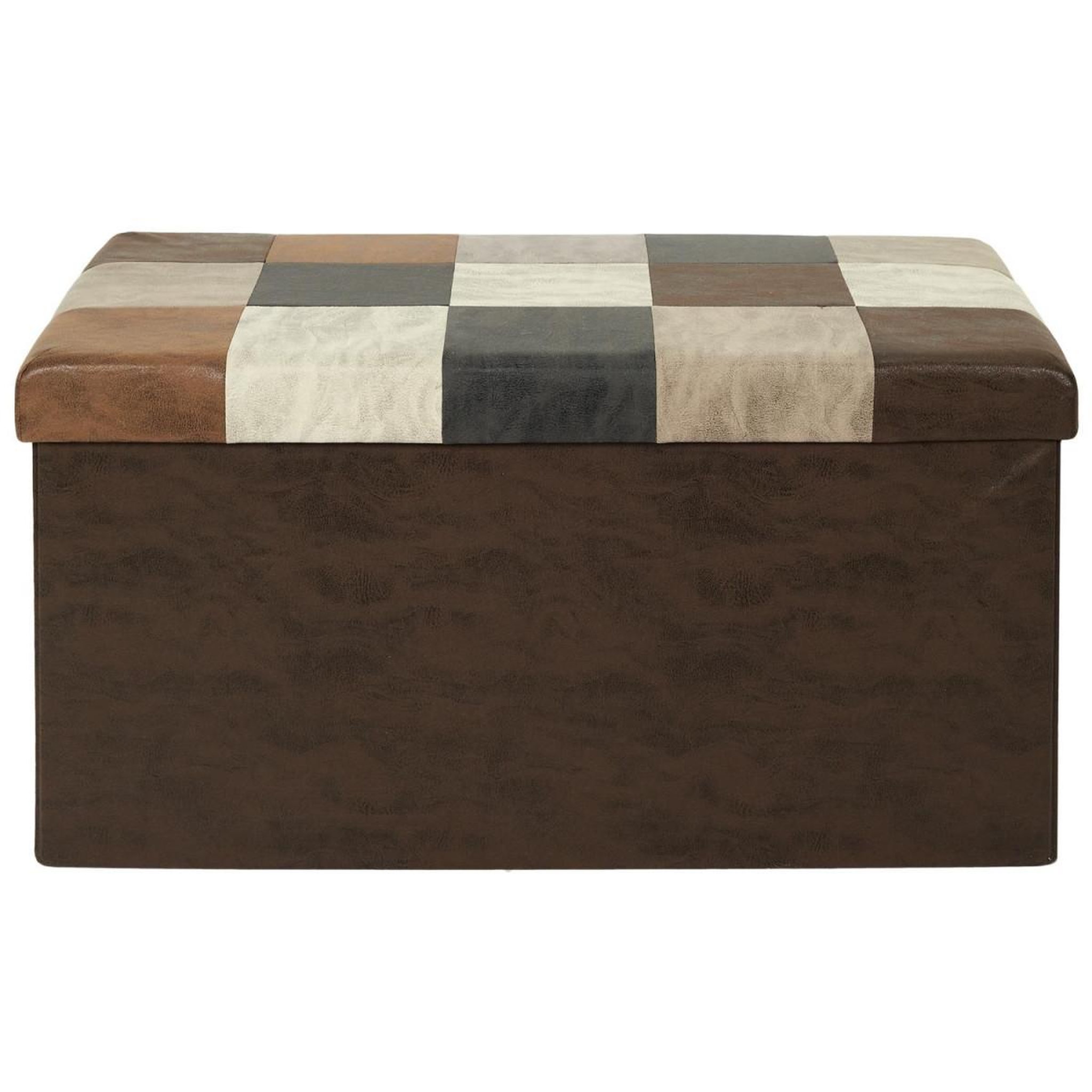 Voir la diapositive 2 : The Home Deco Factory Banc coffre pliable patchwork  loic  76cm marron
