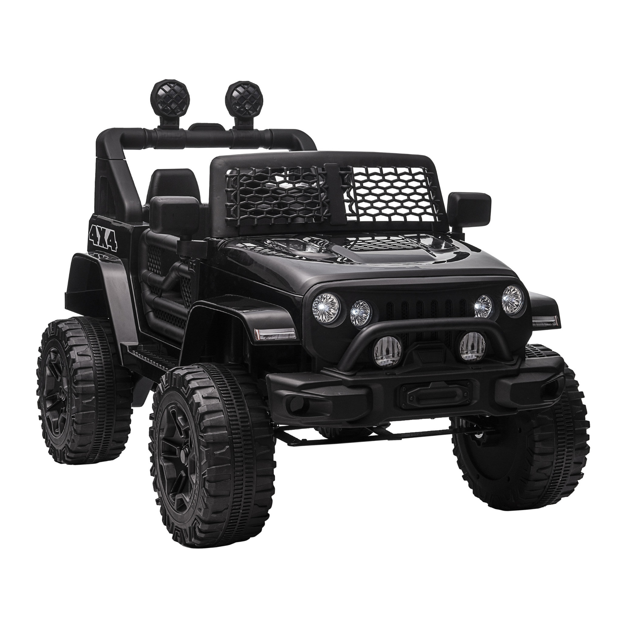Voir la diapositive 1 : HOMCOM Voiture 4x4 électrique enfant 2 moteurs 35 W 5 Km/h max. télécommande incluse effets lumineux sonores noir