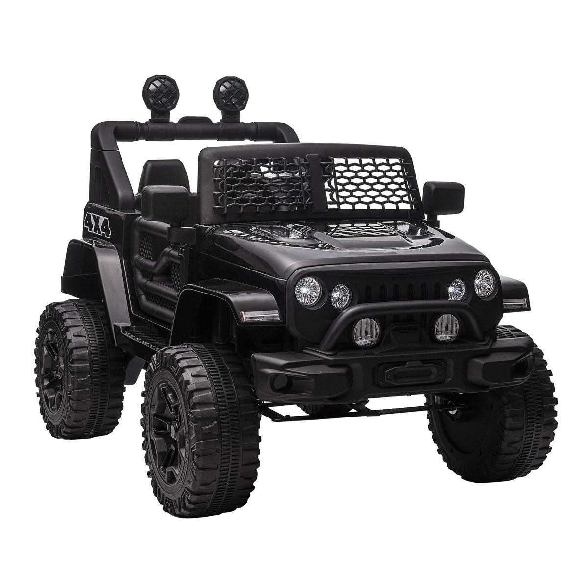 HOMCOM Voiture 4x4 électrique enfant 2 moteurs 35 W 5 Km/h max. télécommande incluse effets lumineux sonores noir