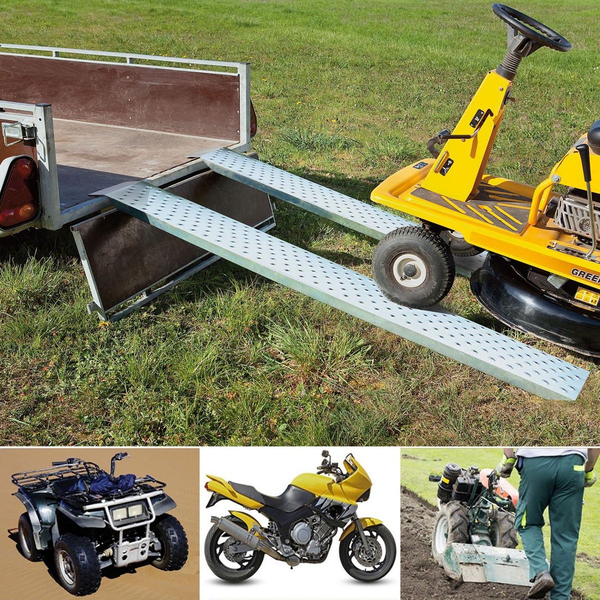 ID MARKET Lot de 2 rampes de chargement en acier galvanisé