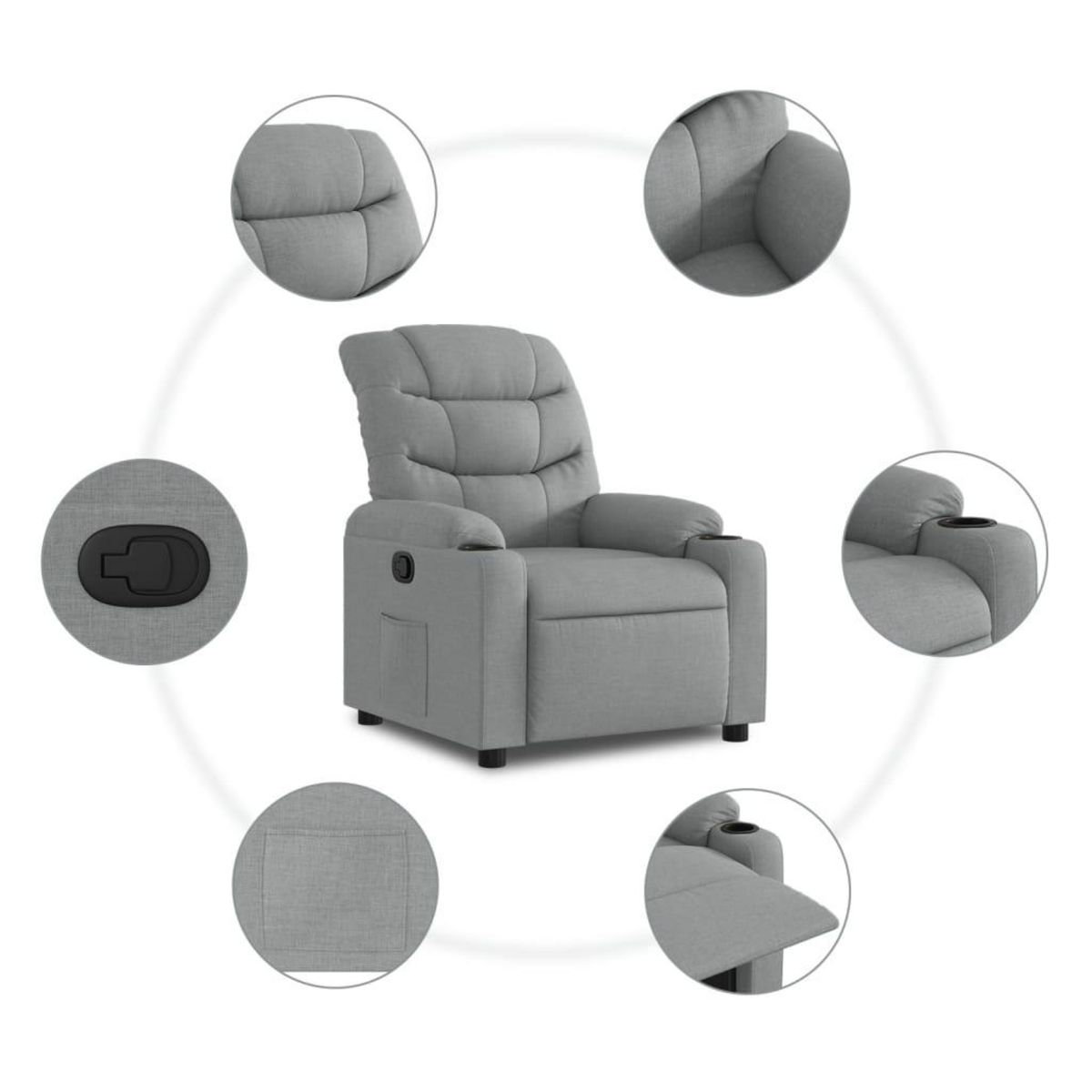 VIDAXL Fauteuil inclinable Gris clair Tissu