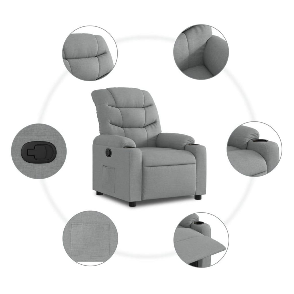 VIDAXL Fauteuil inclinable Gris clair Tissu