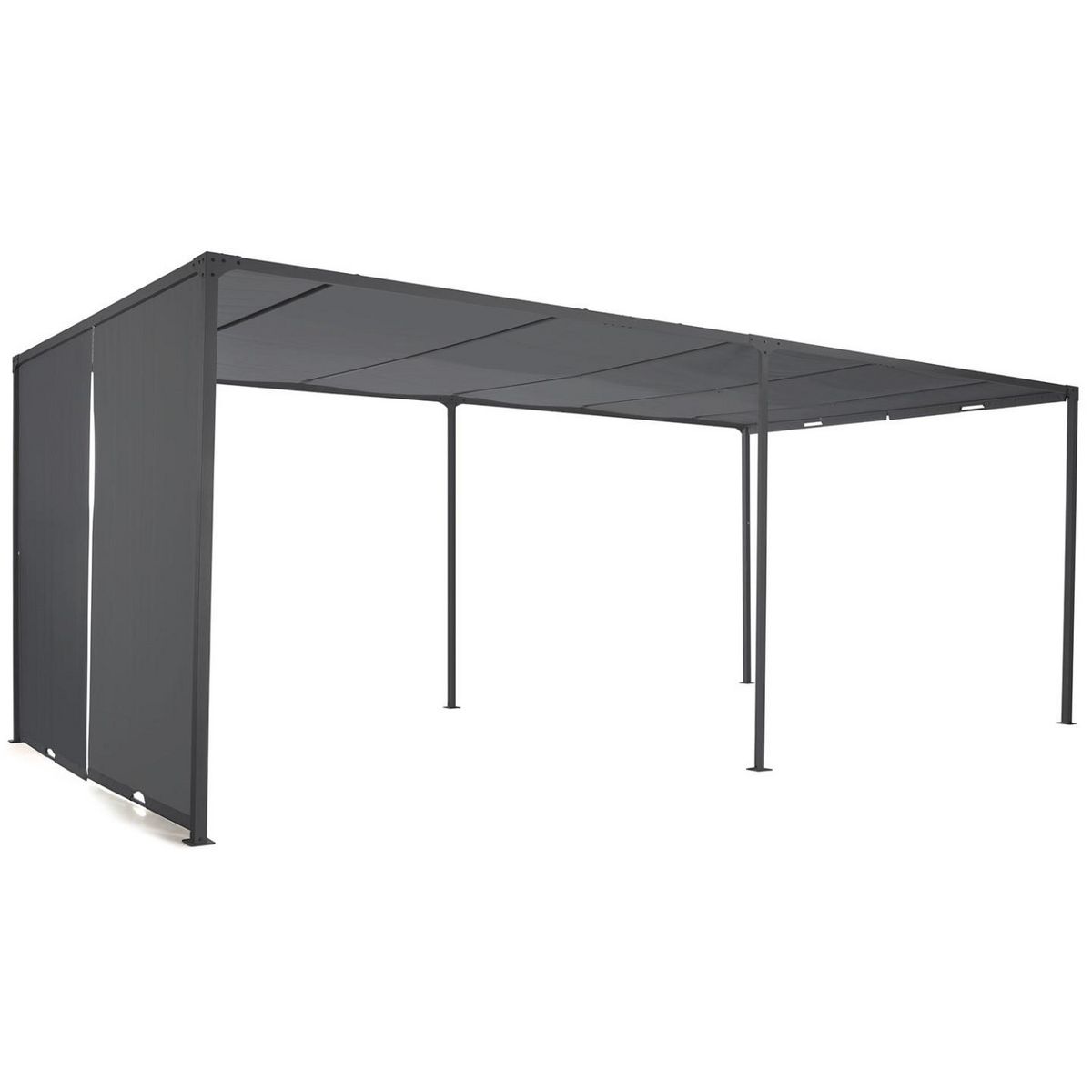 ID MARKET Pergola coulissante 2 pans 3x6 M belvédère de jardin toile gris anthracite