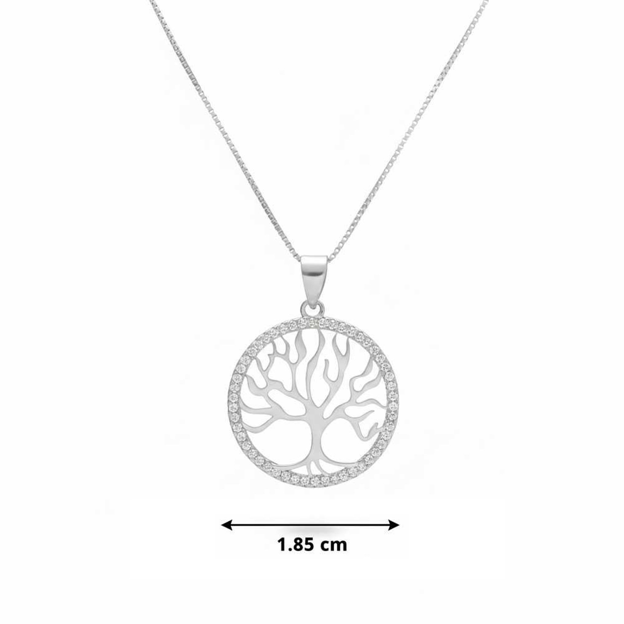 Voir la diapositive 3 : L'ATELIER D'AZUR Collier Argent 925/000 Rhodié - Arbre de Vie Pavé de Zirconiums