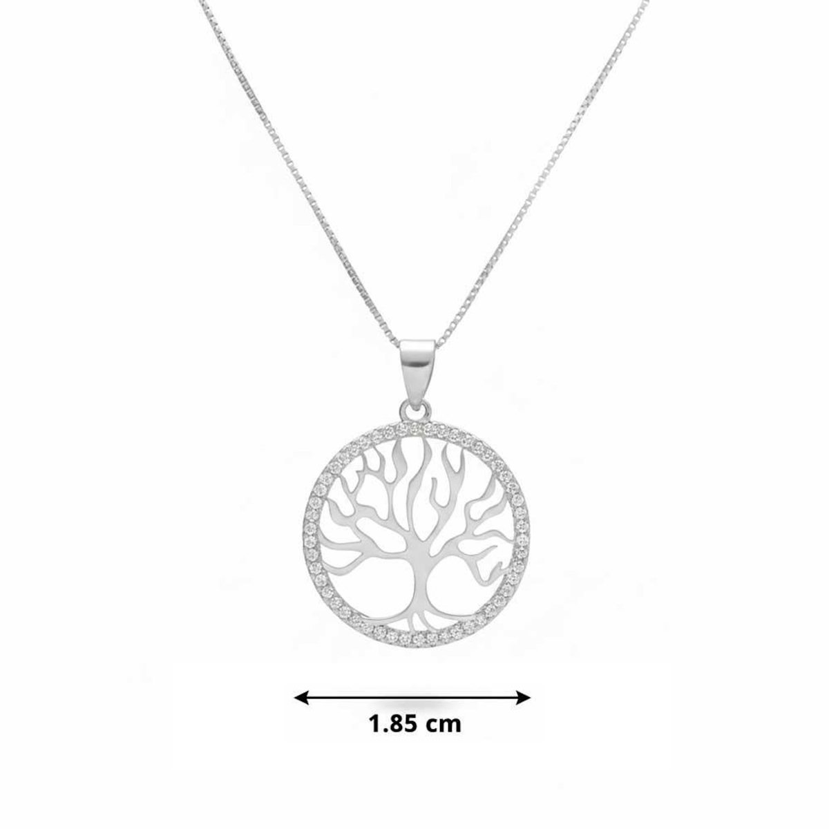 L'ATELIER D'AZUR Collier Argent 925/000 Rhodié - Arbre de Vie Pavé de Zirconiums