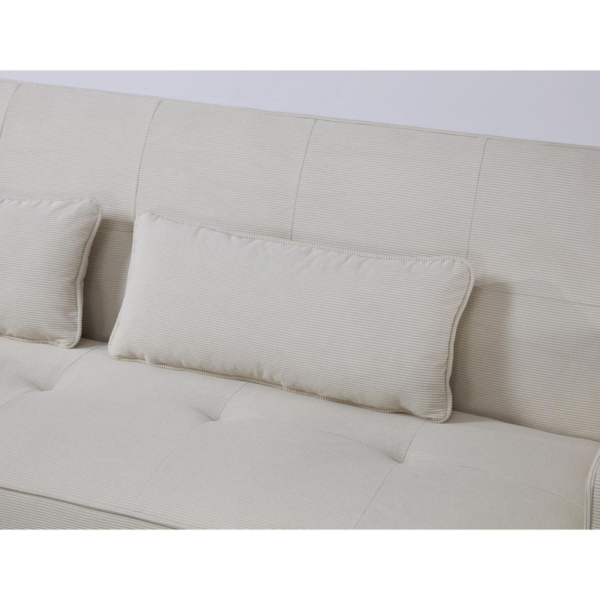 CONCEPT USINE Canapé scandinave convertible 3 places en velours côtelé beige COPENHAGUE