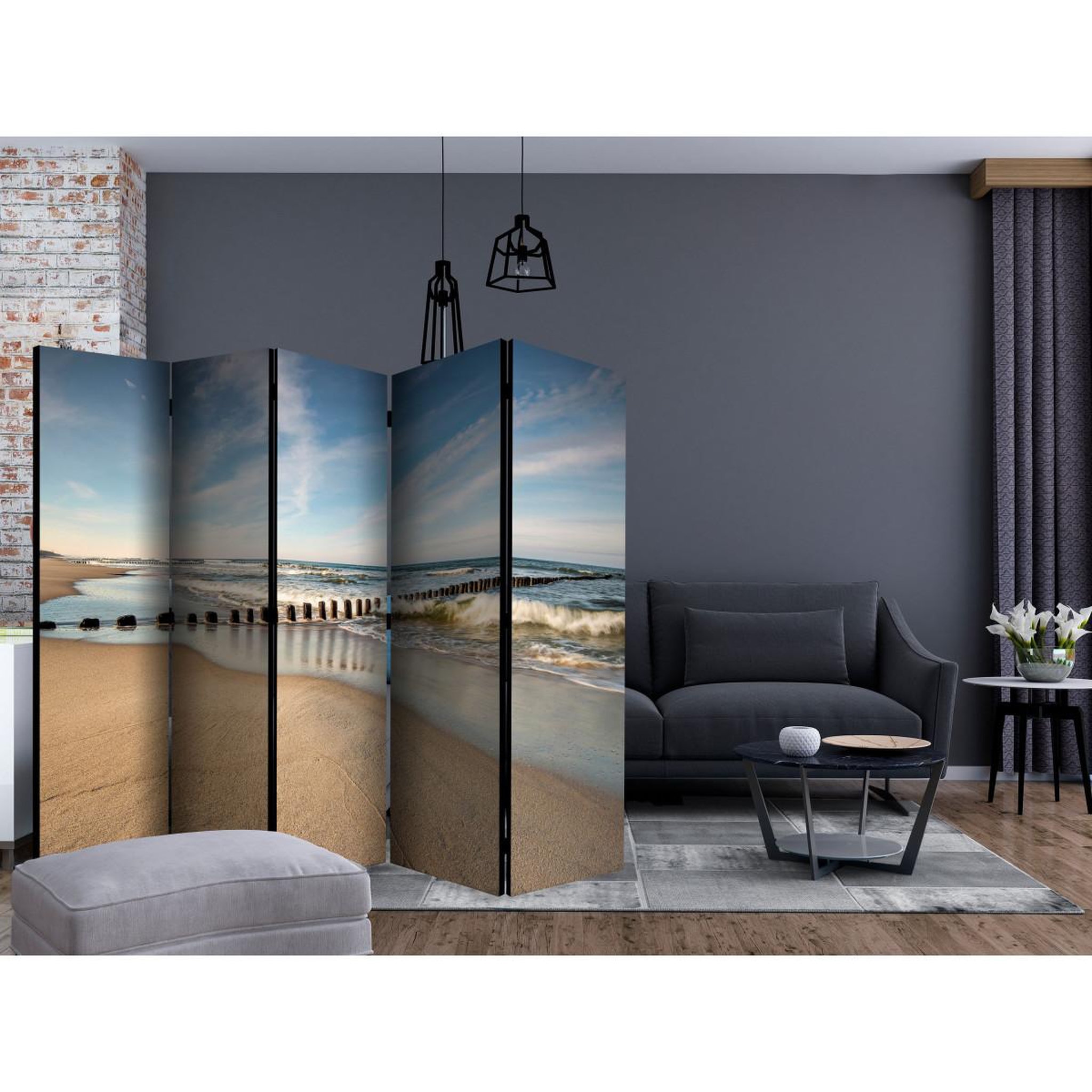 Voir la diapositive 2 : Paris Prix Paravent 5 volets  sea breeze  172x225cm