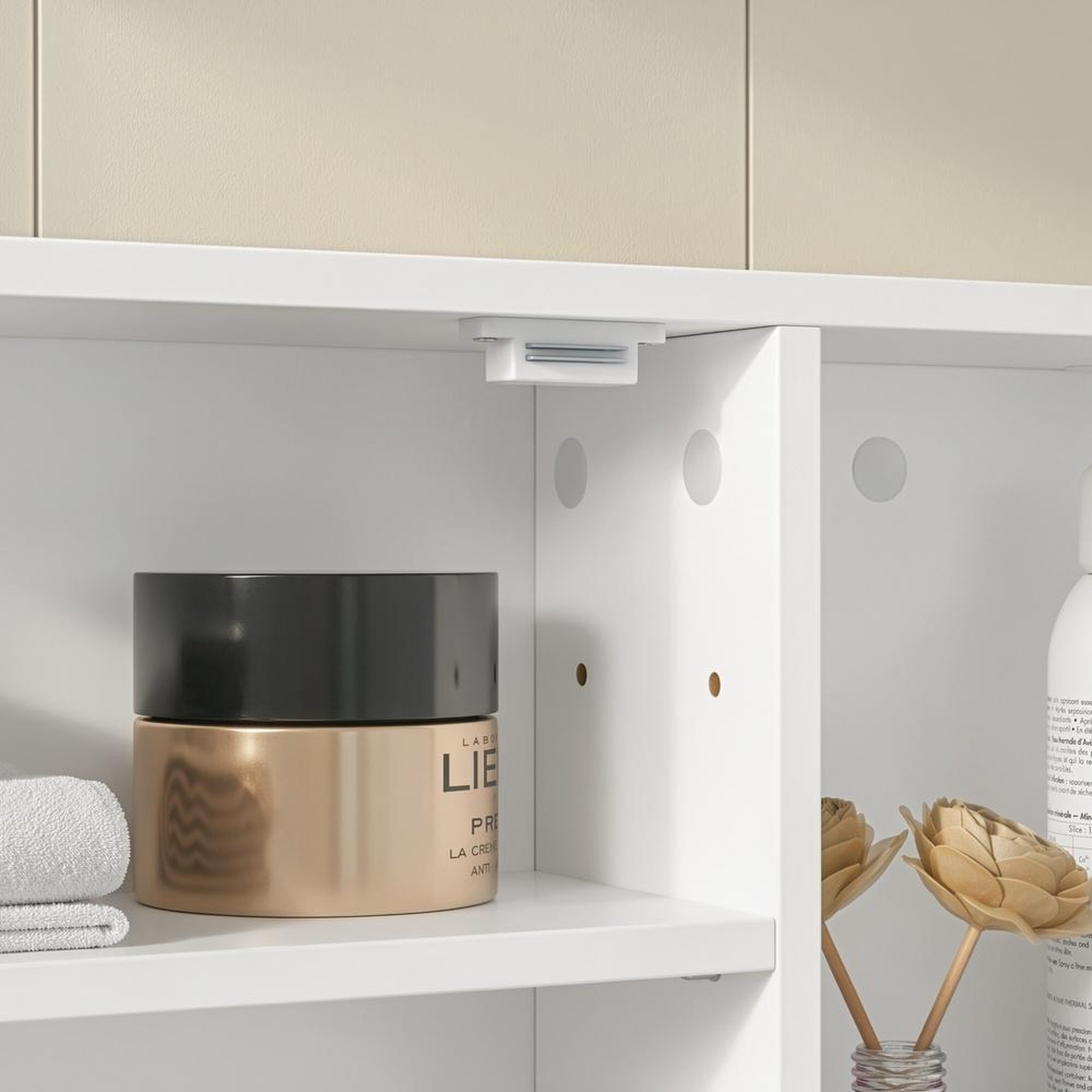 Voir la diapositive 5 : SOBUY Armoire murale de salle de bain avec miroir led, prise et usb, 1 porte, blanc