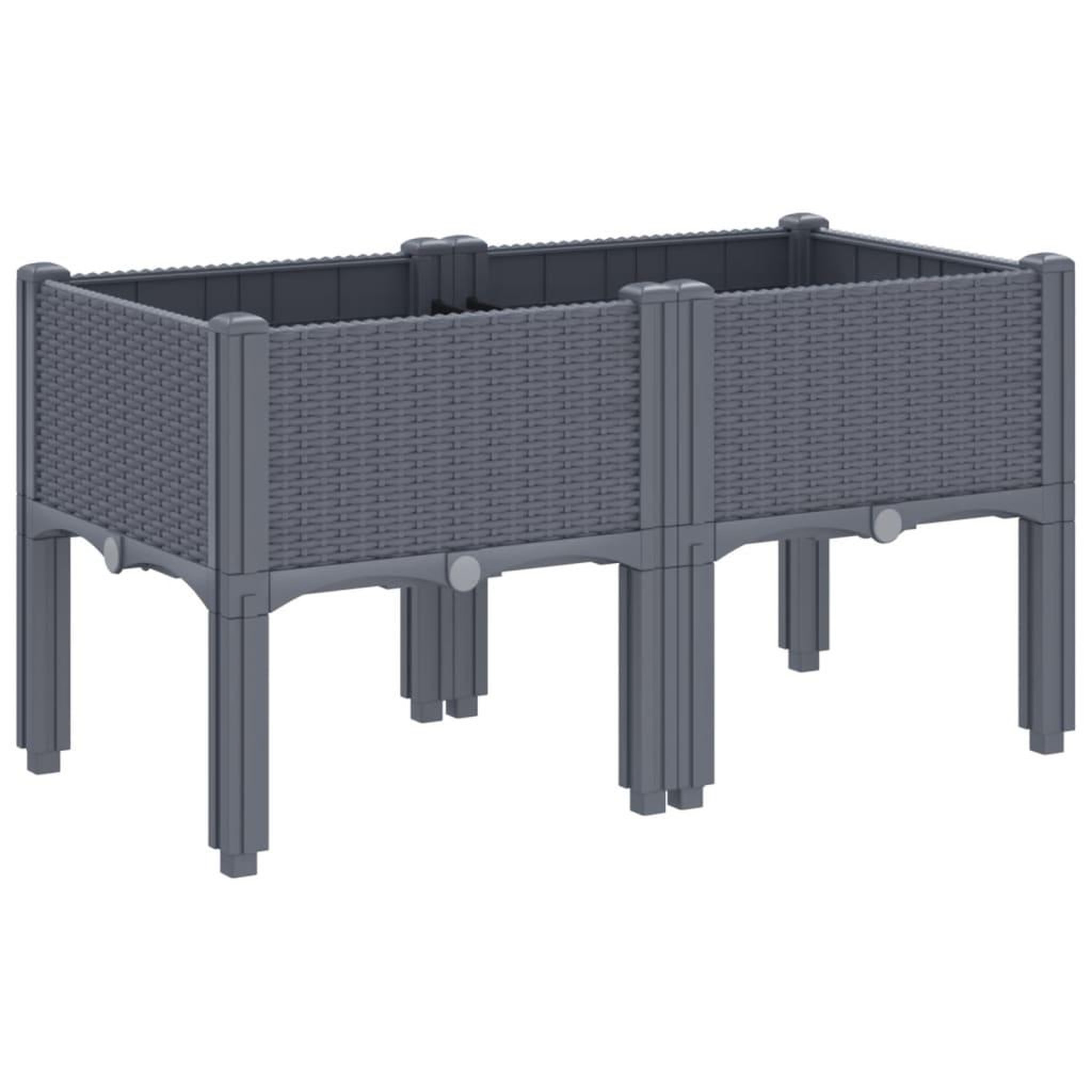 Voir la diapositive 5 : VIDAXL Jardiniere avec pieds bleu gris 80x40x42 cm PP