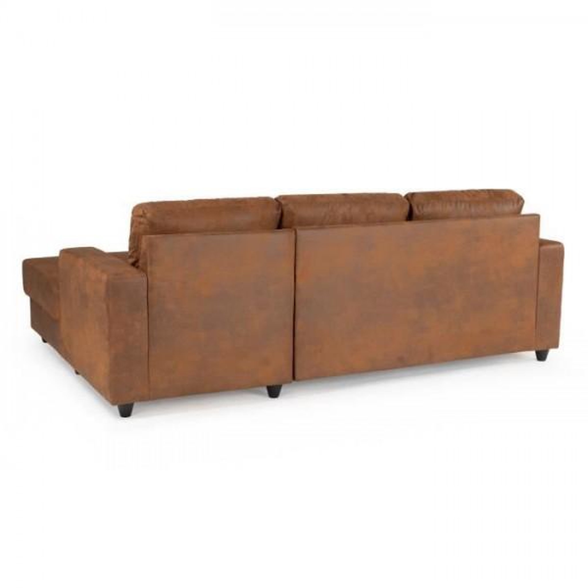 Voir la diapositive 5 : MARKET24 Canapé d'angle droit 4 places - Tissu marron vintage - Contemporain - L 215 x P 140 x H 86 cm - PAUL