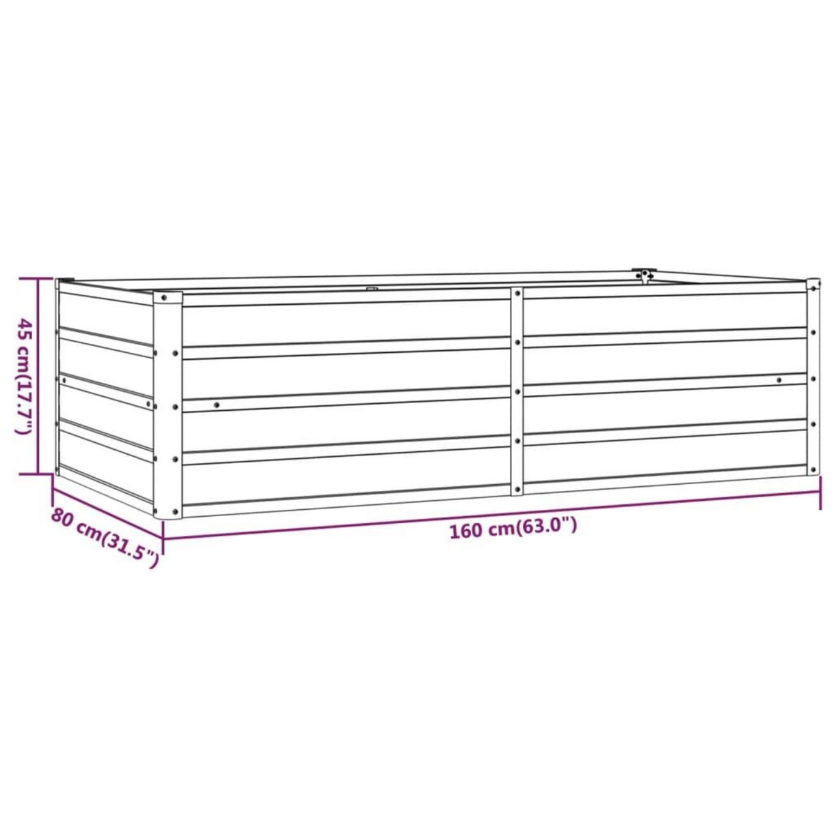 VIDAXL Lit sureleve de jardin rouille 160x80x45 cm acier corten