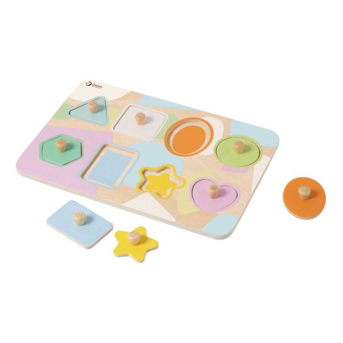 CLASSIC WORLD Classic World Wooden Nipple Puzzle Shapes, 8pcs. 40063