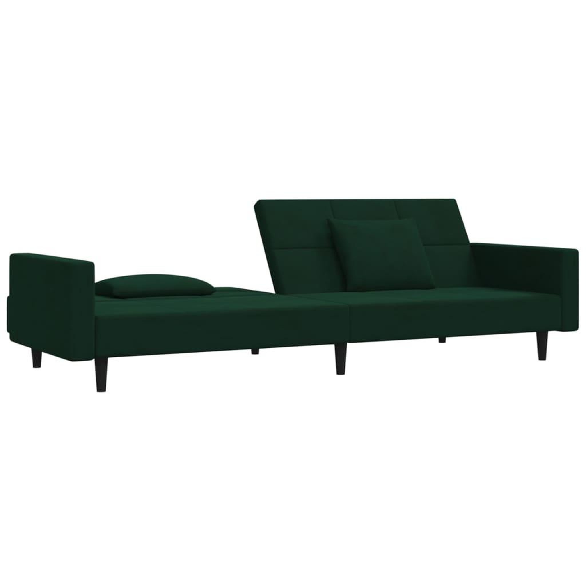 Voir la diapositive 5 : VIDAXL Canape-lit a 2 places avec deux oreillers Vert fonce Velours