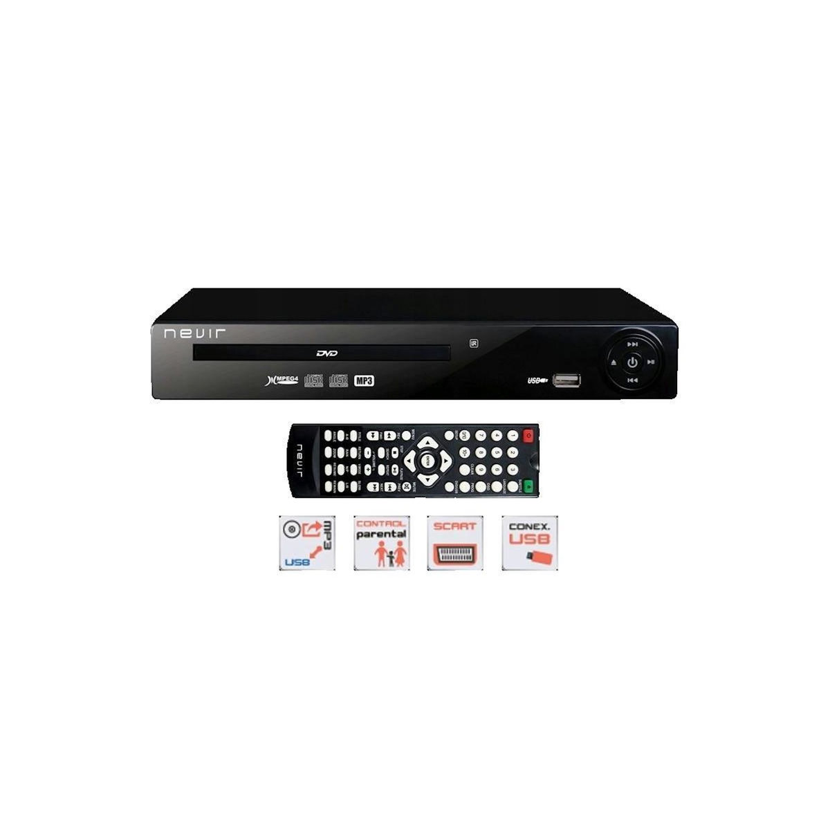 NEVIR Lecteur DVD nevir NVR-2324 noir compact