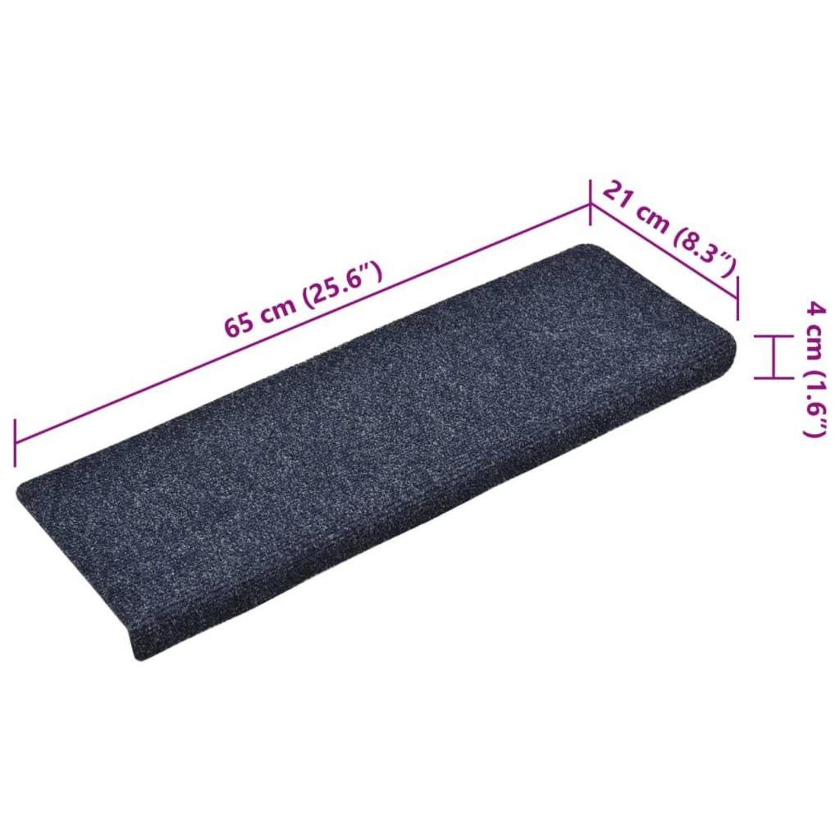 VIDAXL Tapis d'escalier 15 pcs Tissu aiguillete 65x21x4 cm Bleu