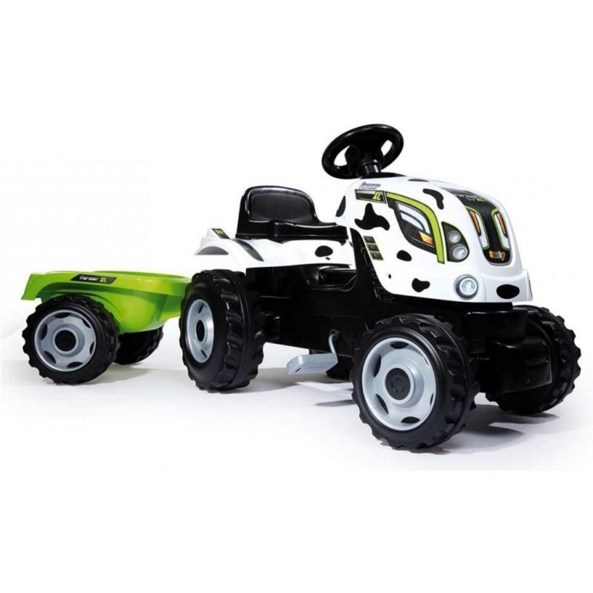 SMOBY Tracteur Farmer XL motif Vache et sa remorque