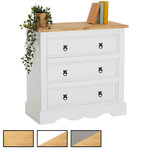 IDIMEX Commode TEQUILA, 3 tiroirs en pin massif style mexicain. Coloris disponibles : Bicolore