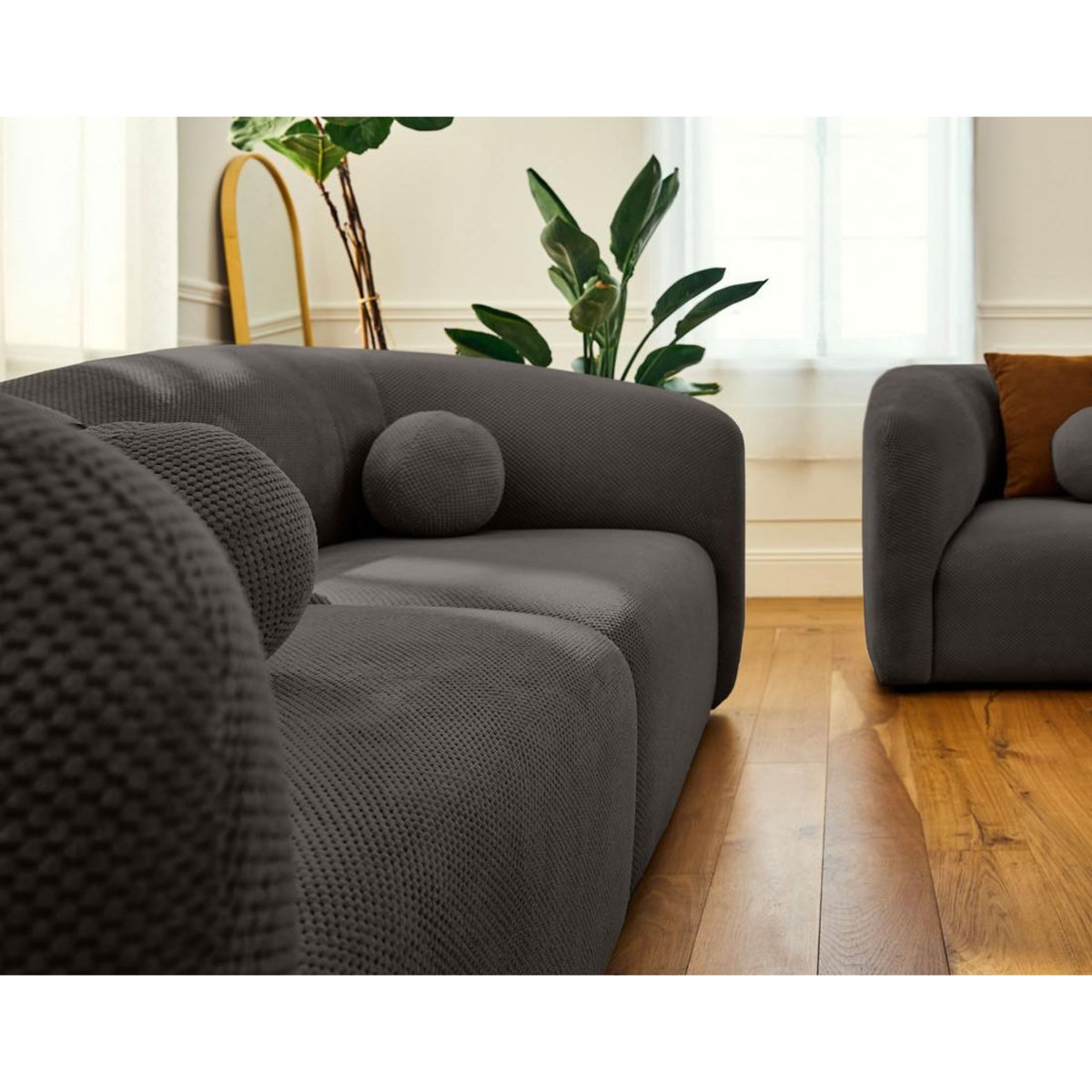 LISA DESIGN Charles - canapé droit 2 places en velours texturé