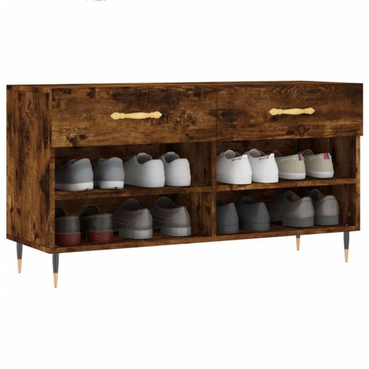 VIDAXL Banc à chaussures chêne fumé 102x35x55 cm bois d ingénierie