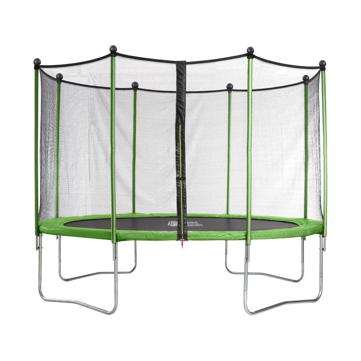 Habitat et Jardin Trampoline  Yoopi  - Ø 4.25 m - Avec Filet + Echelle + Couverture + Kit d'ancrage