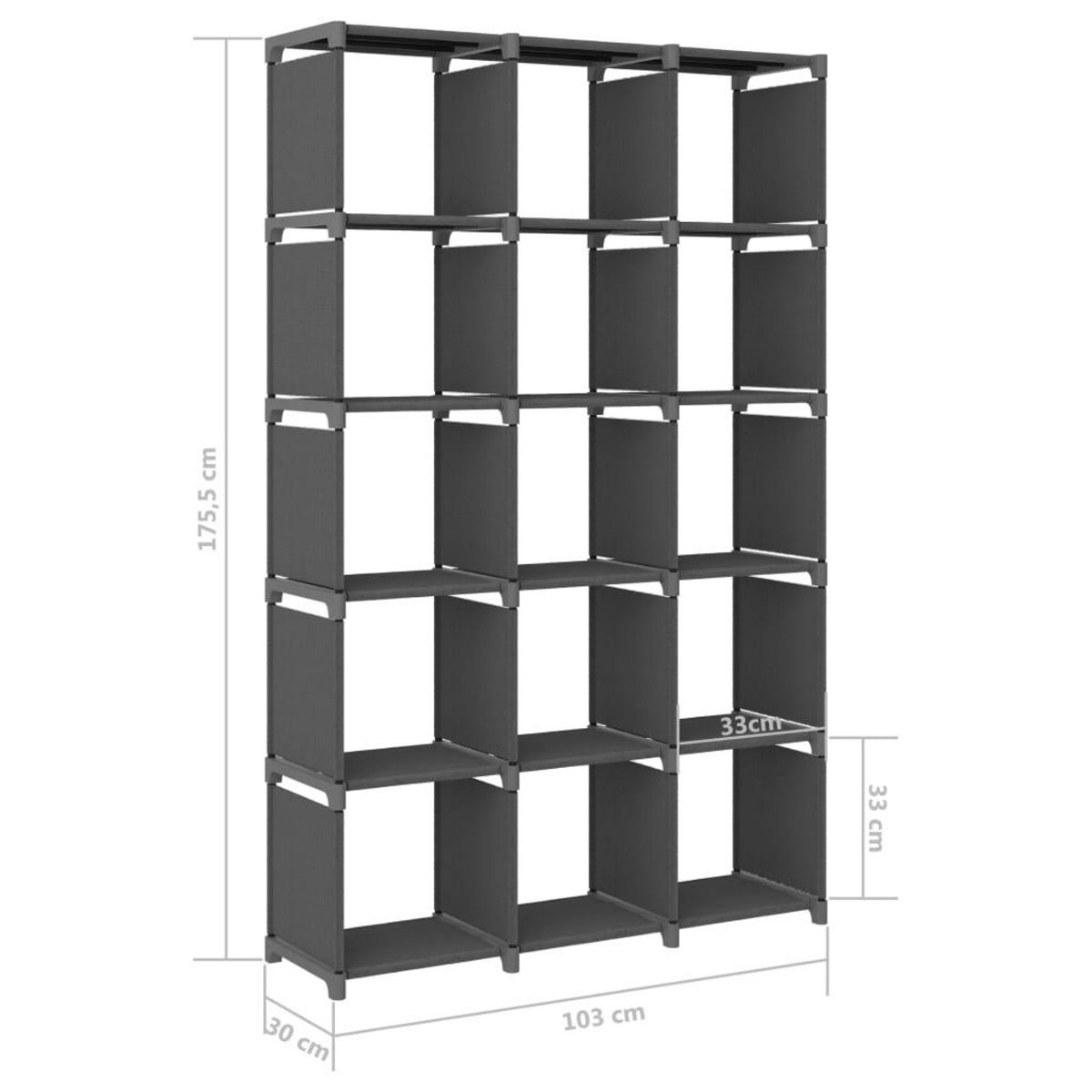 VIDAXL Etagere d'affichage 15 cubes Gris 103x30x175,5 cm Tissu
