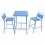 Voir la diapositive 1 : CONCEPT USINE Ensemble table de bar et 2 chaises hautes d'extérieur bleu BERGAME