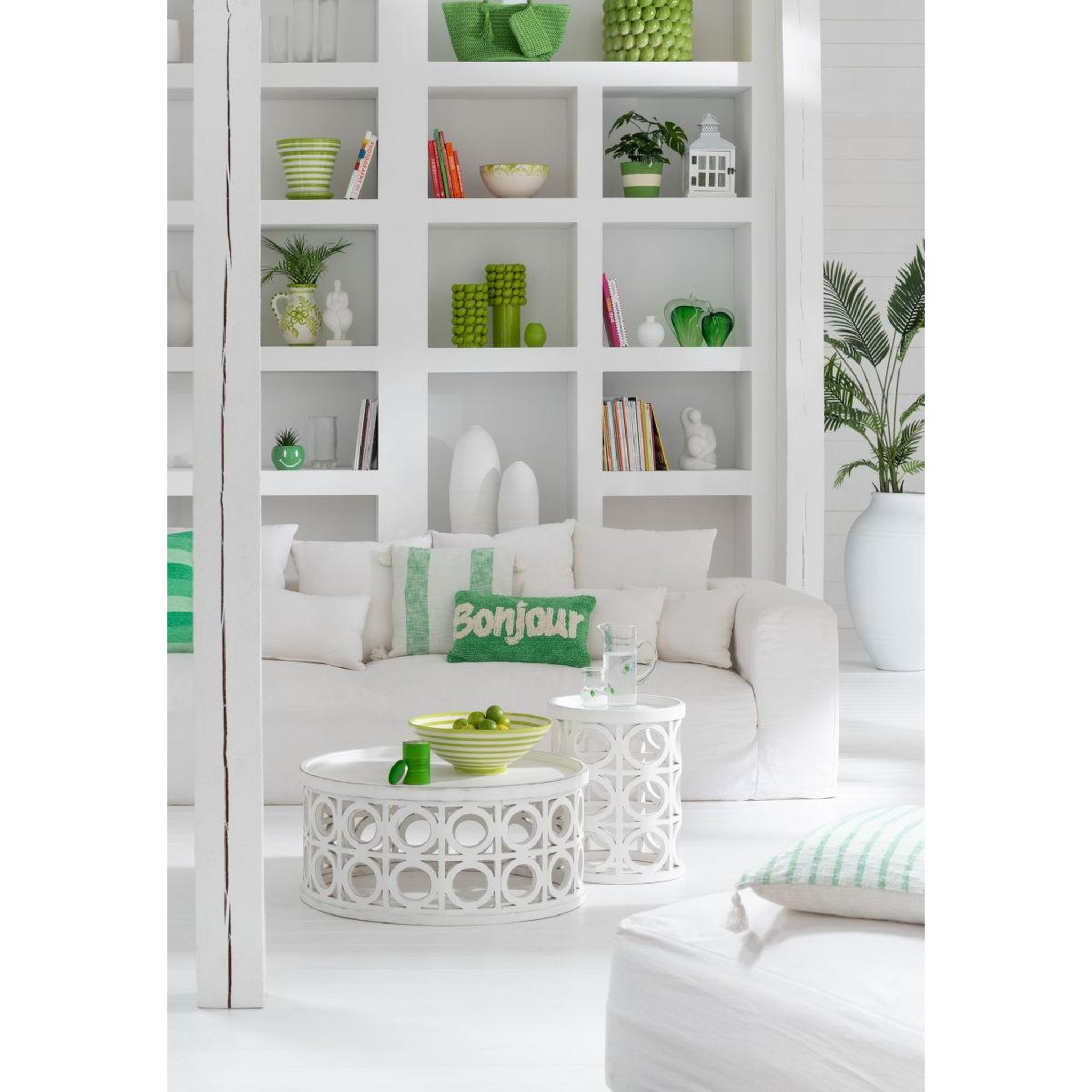Voir la diapositive 4 : J-LINE Vase déco en céramique  citron  34cm vert
