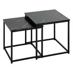 ATMOSPHERA Duo de tables d'appoint effet marbre - Noir