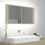 Voir la diapositive 1 : VIDAXL Armoire a miroir a LED de bain Chene sonoma 90x12x45 Acrylique