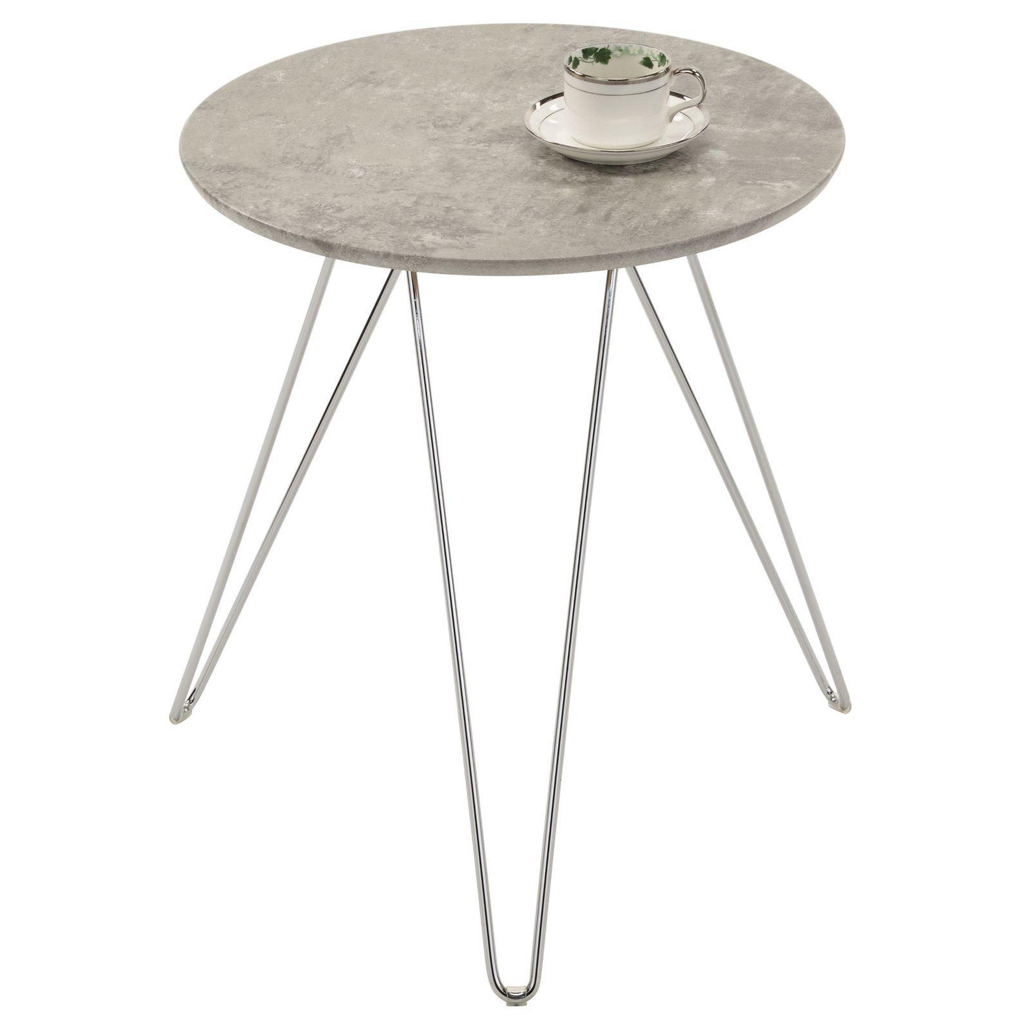 Voir la diapositive 3 : IDIMEX Table d'appoint BENNO, avec pieds en épingle métal chromé