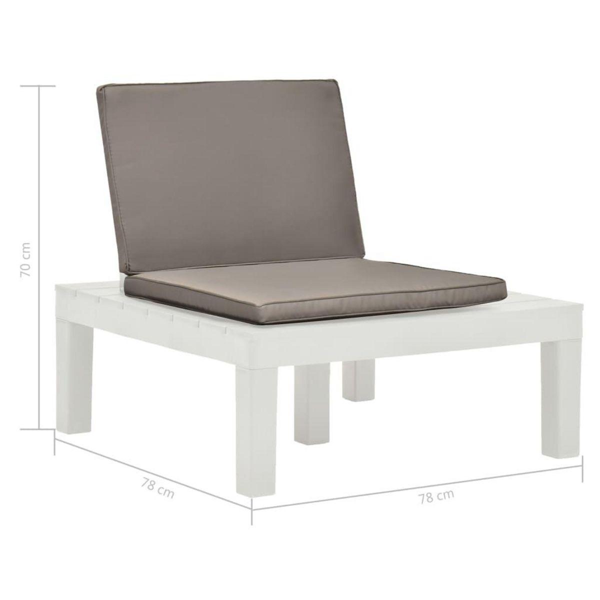 VIDAXL Chaise de salon de jardin avec coussin Plastique Blanc