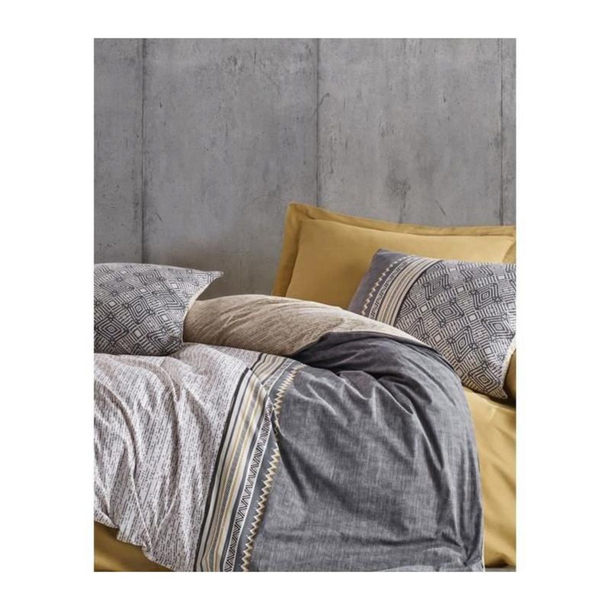 GENERIQUE Parure de lit - 129CTN62591 - 1 housse de couette 220 x 240 cm + 2 taies d'oreiller 60 x 60 cm - 100% coton ranforcé - Gris