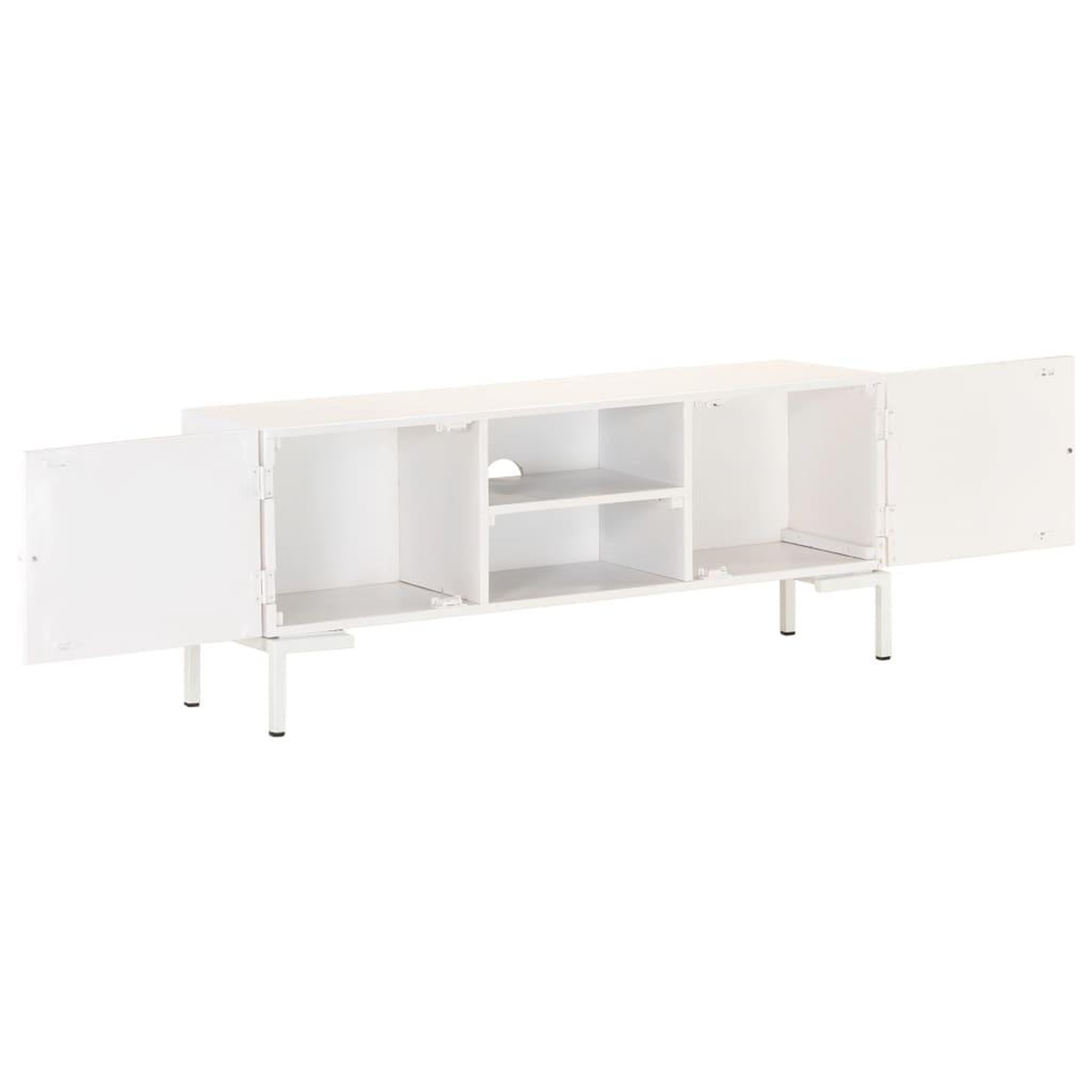 Voir la diapositive 2 : VIDAXL Meuble tv blanc 115x30x46 cm bois massif de manguier