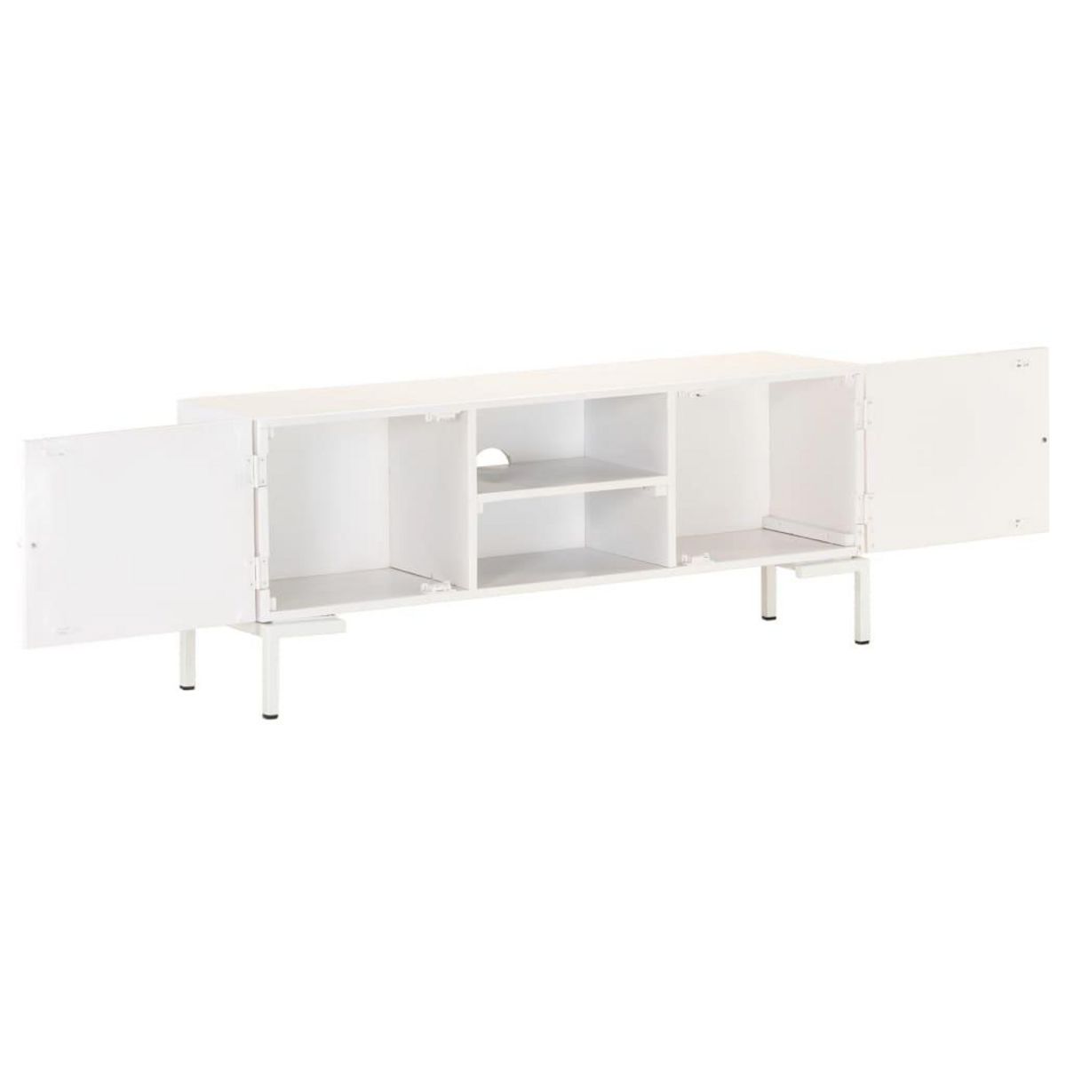 VIDAXL Meuble TV Blanc 115x30x46 cm Bois massif de manguier