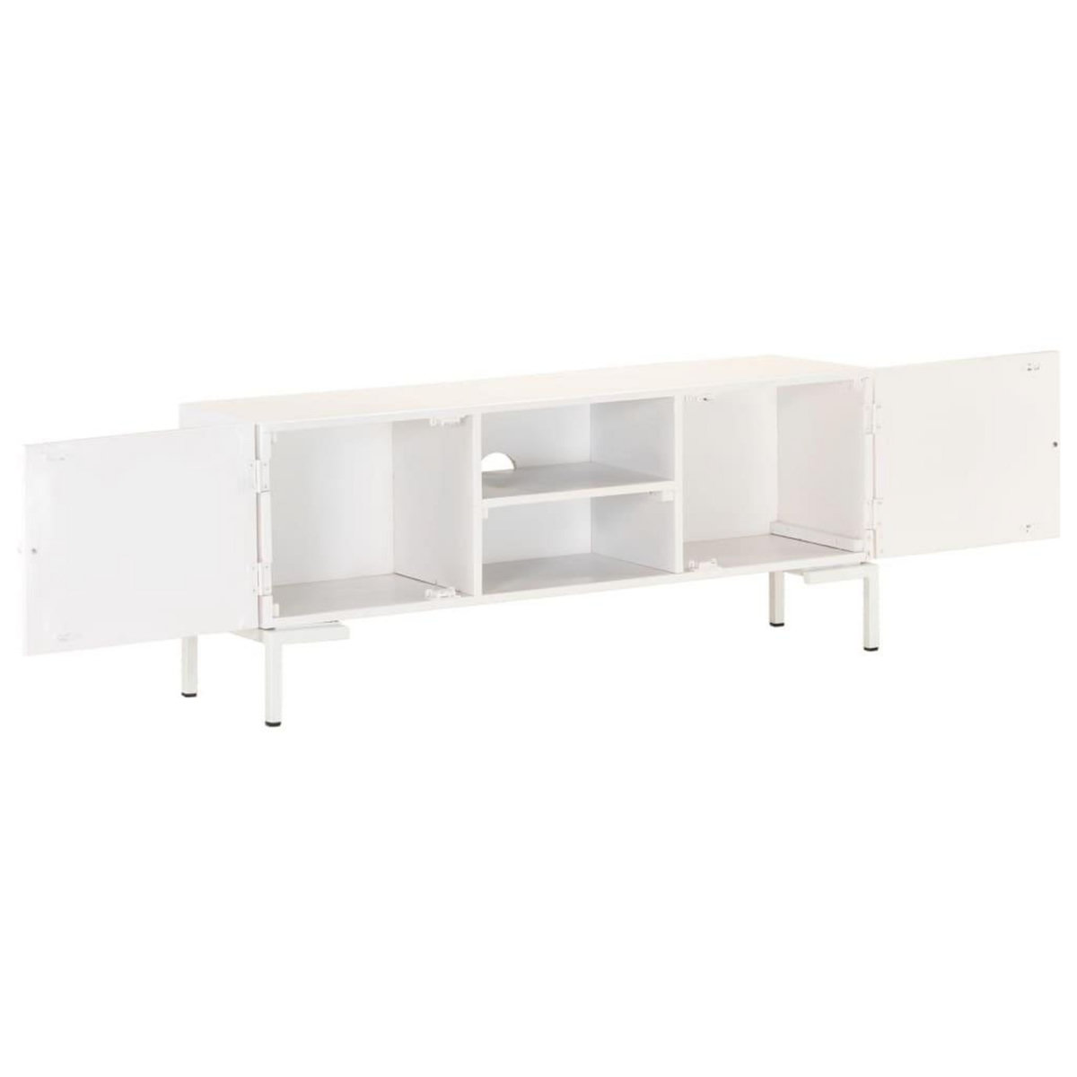 VIDAXL Meuble TV Blanc 115x30x46 cm Bois massif de manguier